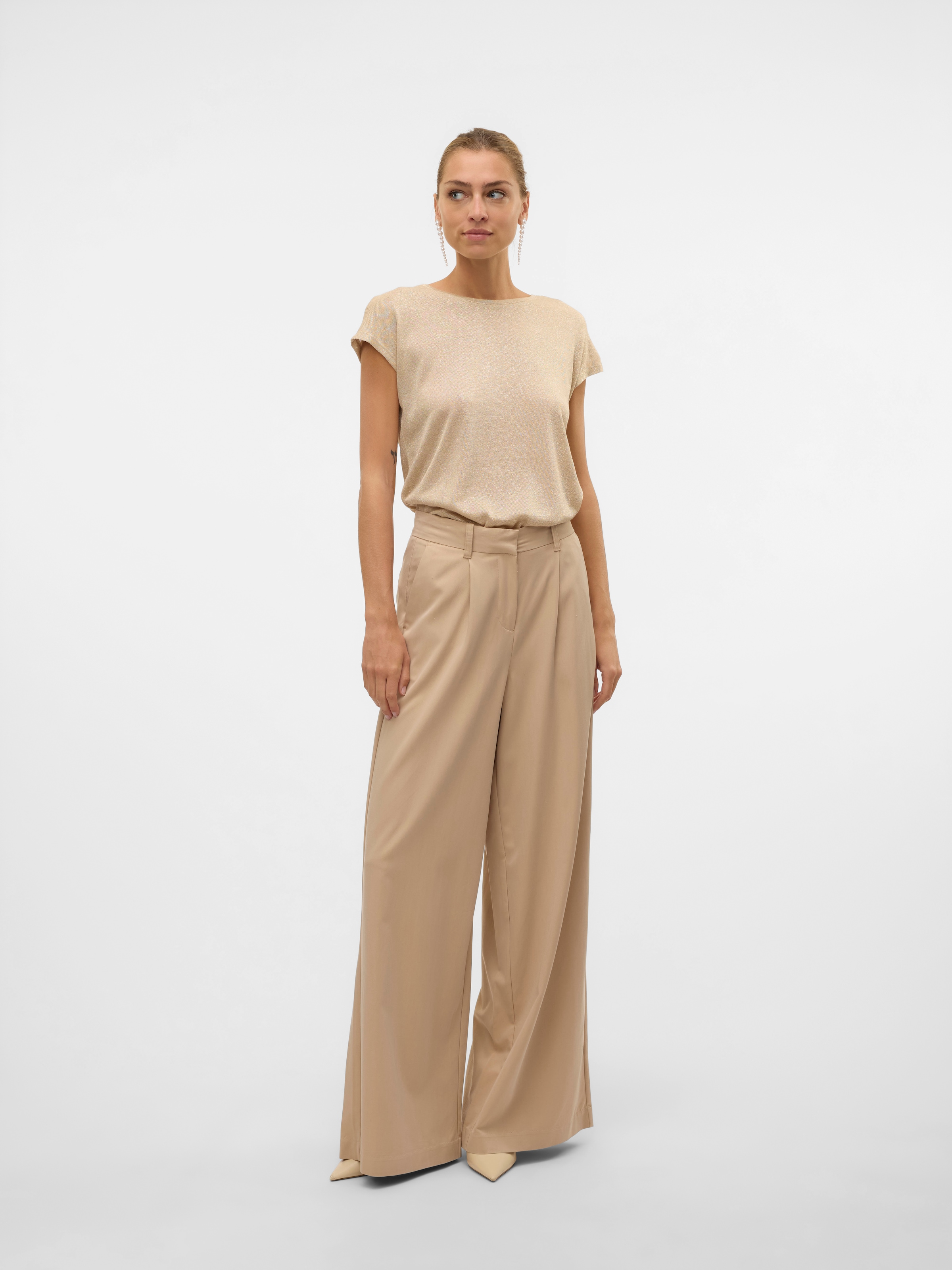 Vero Moda Kurzarmshirt »VMSARAH AVA SS TOP JRS GA NOOS« mit Glitzerdetails