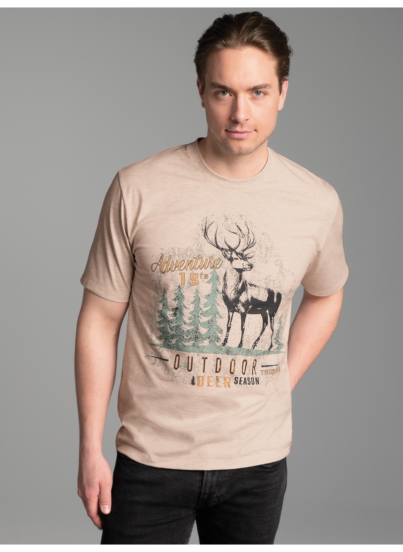 Trigema T-Shirt »TRIGEMA T-Shirt mit großem Hirsch-Printmotiv« 1 Stk. tlg.
