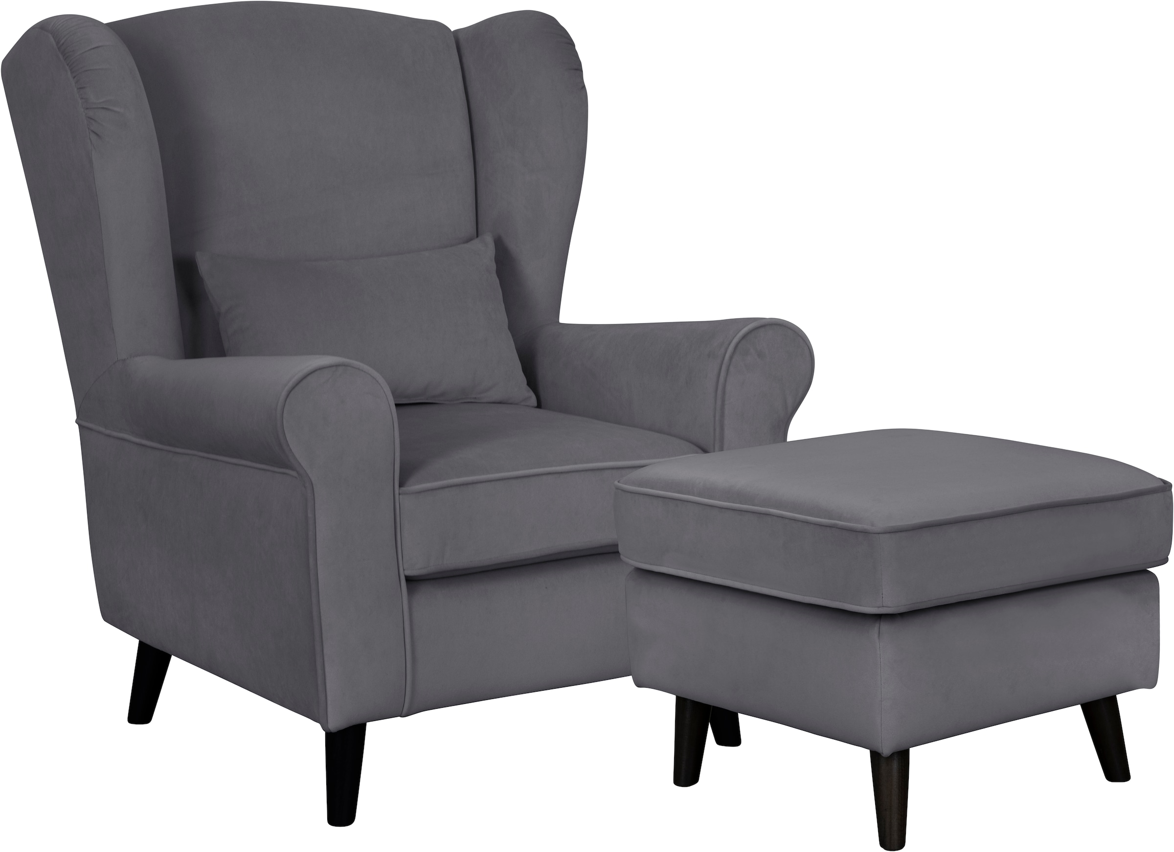 Home affaire Sessel »Ohrensessel CHISTELLE, wahlweise mit Polsterhocker«, mit Wellenunterfederung, Maße: B/T/H: 81/87/99 cm
