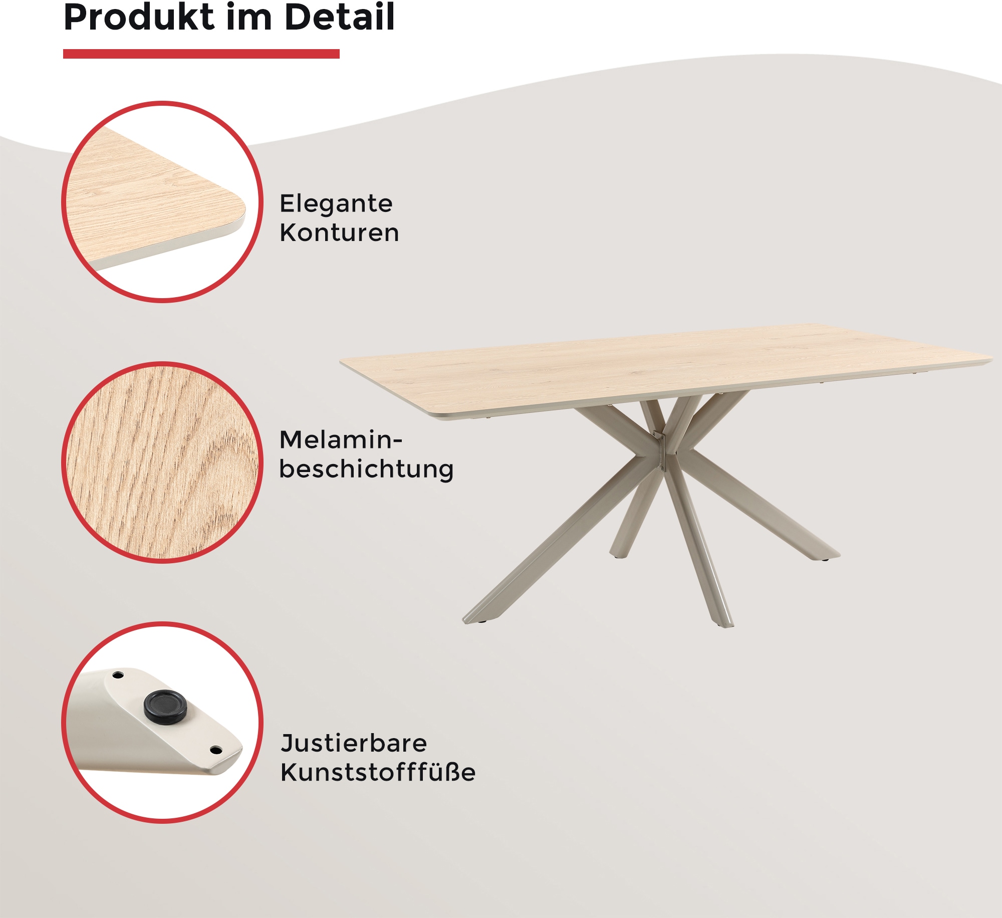 Duo Collection Esstisch »Tisch Livia« 1 Stk. tlg. Melaminbeschichtung, Cashmere Farben