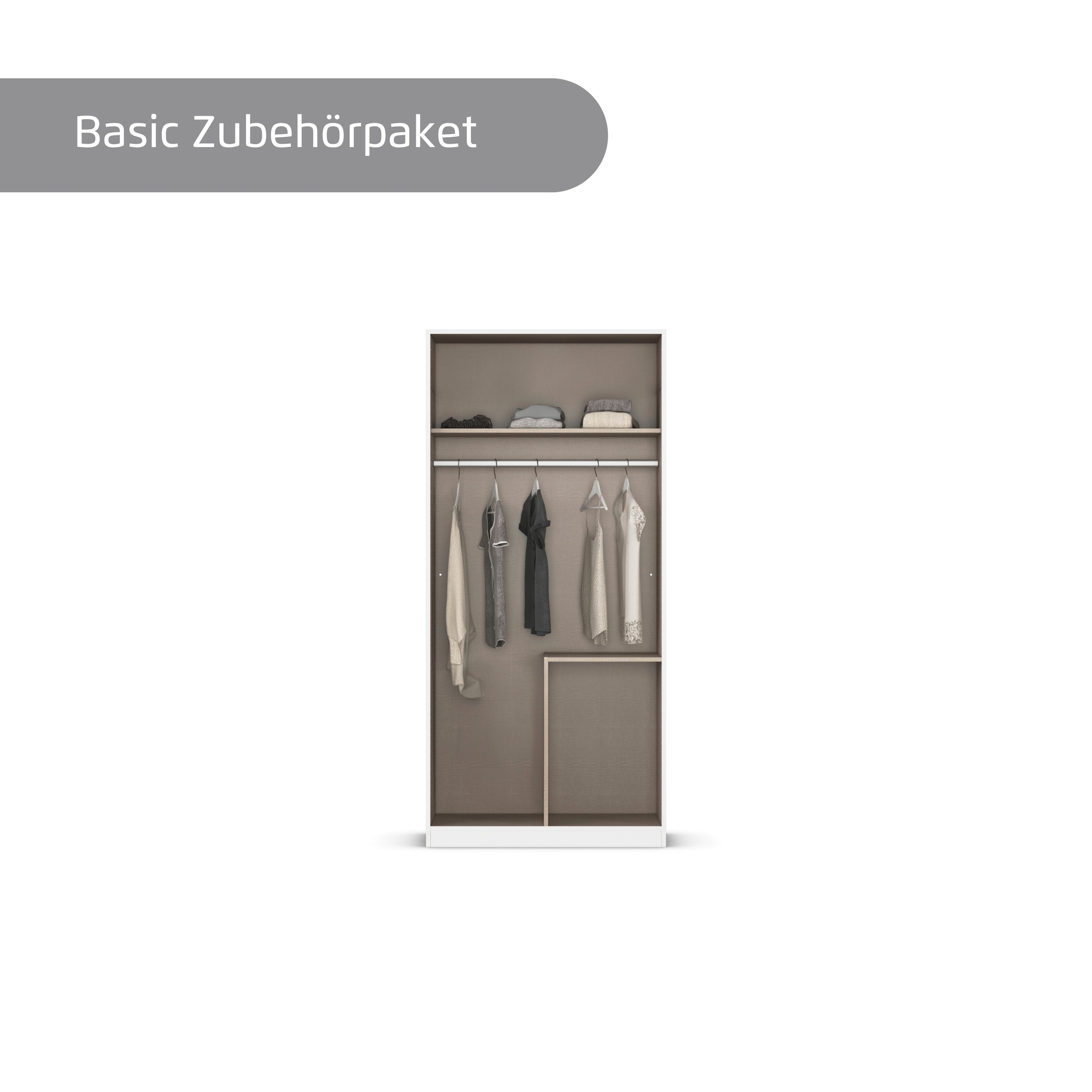 rauch Kleiderschrank »Drehtürenschrank Schrank Garderobe Wäscheschrank Schlafzimmer AVOLA«, (in 3 verschiedenen Ausstattungen BASIC/CLASSIC/PREMIUM), mit hochwertigen Stangengriffen aus Metall in Schwarz MADE IN GERMANY