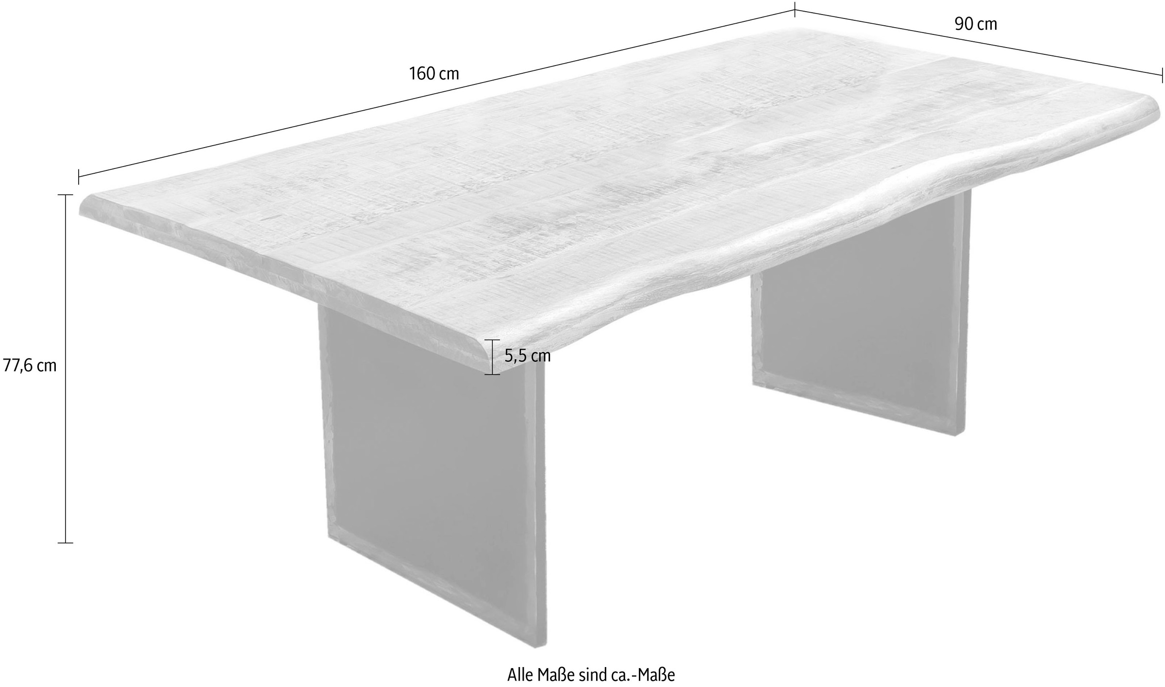 SIT Baumkantentisch 1 Stk. tlg. mit Baumkante wie gewachsen