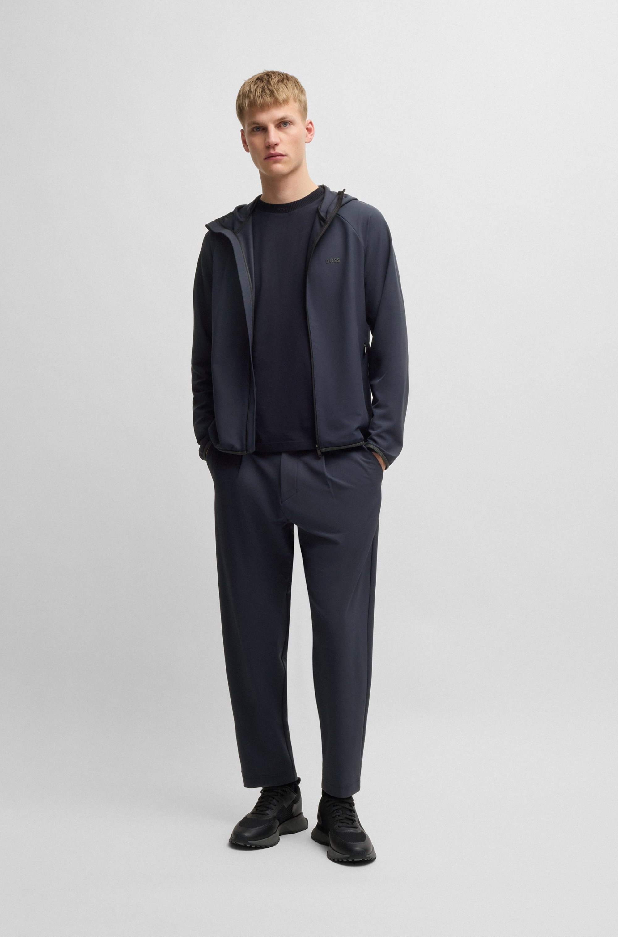 BOSS GREEN Funktionsjacke »L_Commuter«, mit Kapuze, mit gummiertem Markenlabel