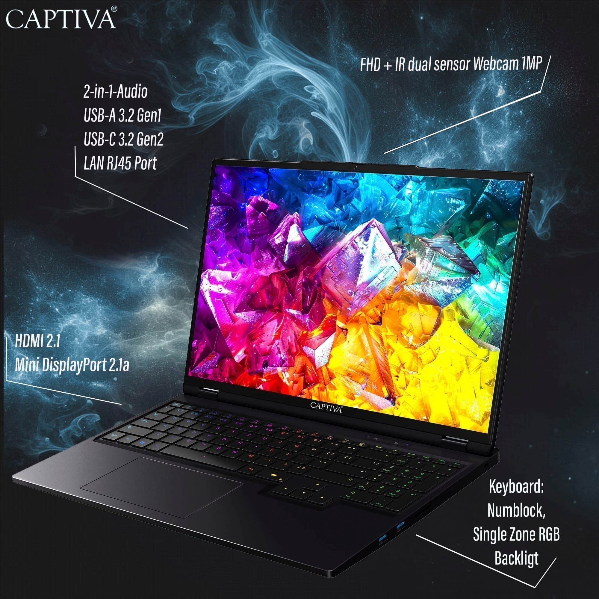 CAPTIVA Gaming-Notebook »Ultimate Gaming R10-1328GE« 40,6 cm / 16 ″ Intel GeForce® RTX 5090 2.000 GB SSD