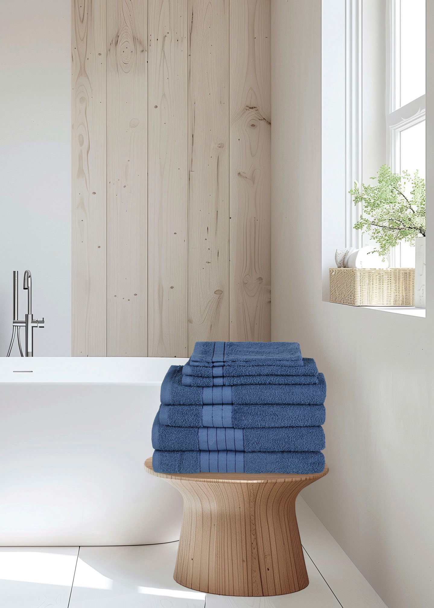 Emotion Handtuch Set »Uni«, (8 St., 2 Badetücher-2 Gästetücher-2 Handtücher-2 Waschlappen), Baumwolle, Walkfrottee, Bordüre, 500 GSM, Einfarbig, ohne Aufhängung