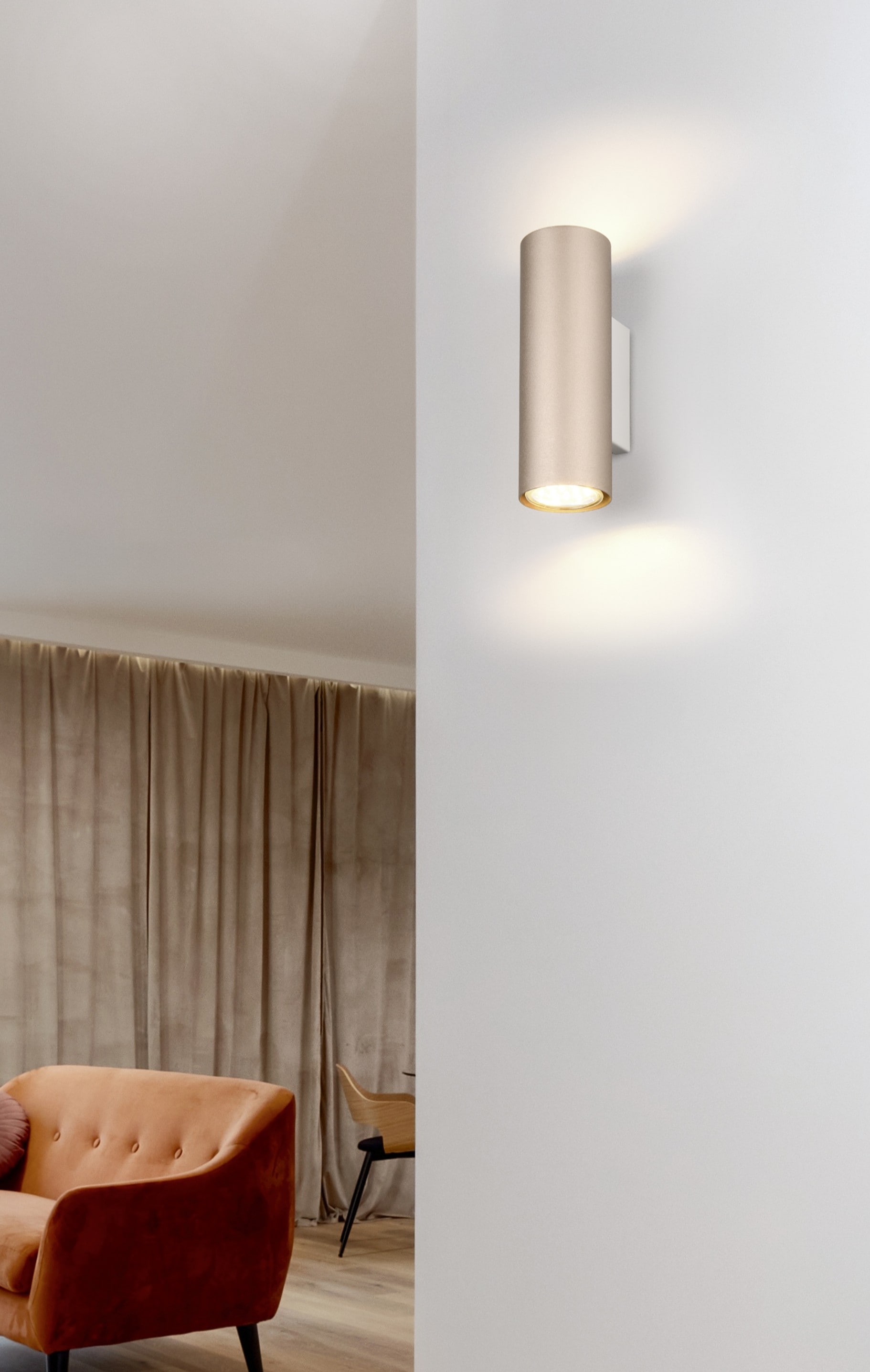 TRIO Leuchten Wandleuchte »MARLEY, 2-flammiger Wandstrahler mit up-and-down Licht, GU10 Wandspot« GU10 1 Stk. warmweiß - kaltweiß exkl 2xGU10 max 35W, Farbkombination coffee + warm grey, Höhe 18cm