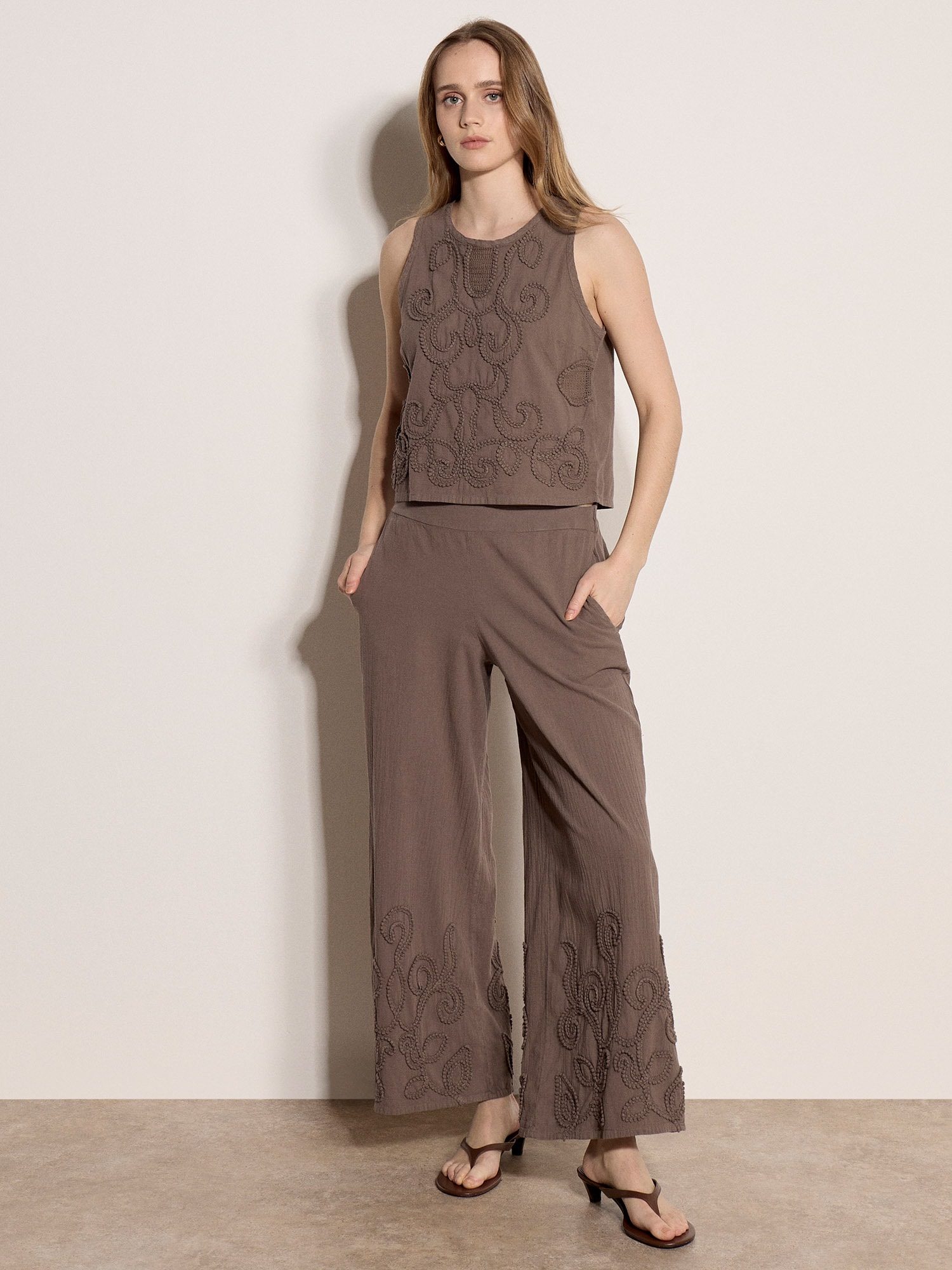 Apricot Spitzentop »Besticktes Baumwoll-Oberteil« mit Stickerei