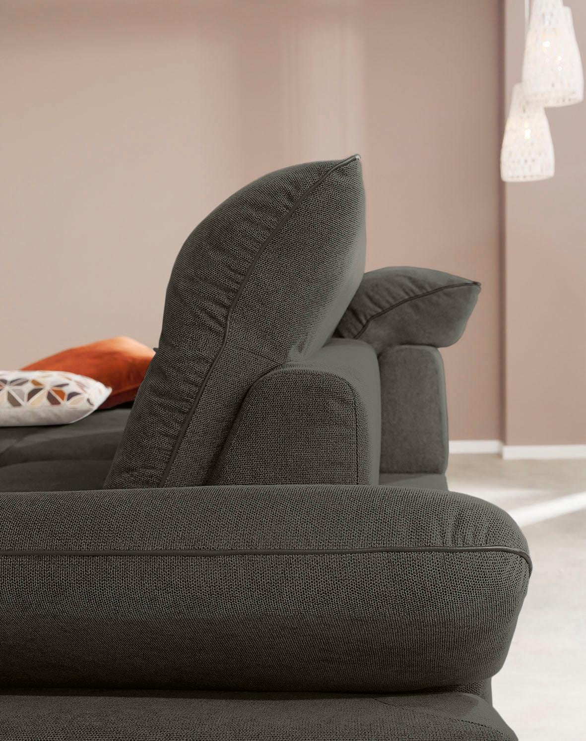 W.SCHILLIG Ecksofa »enjoy&MORE, Designsofa, elegant und bequem, L-Form« Sitztiefenverstellung, Füße schwarz pulverbeschichtet, Breite 294 cm