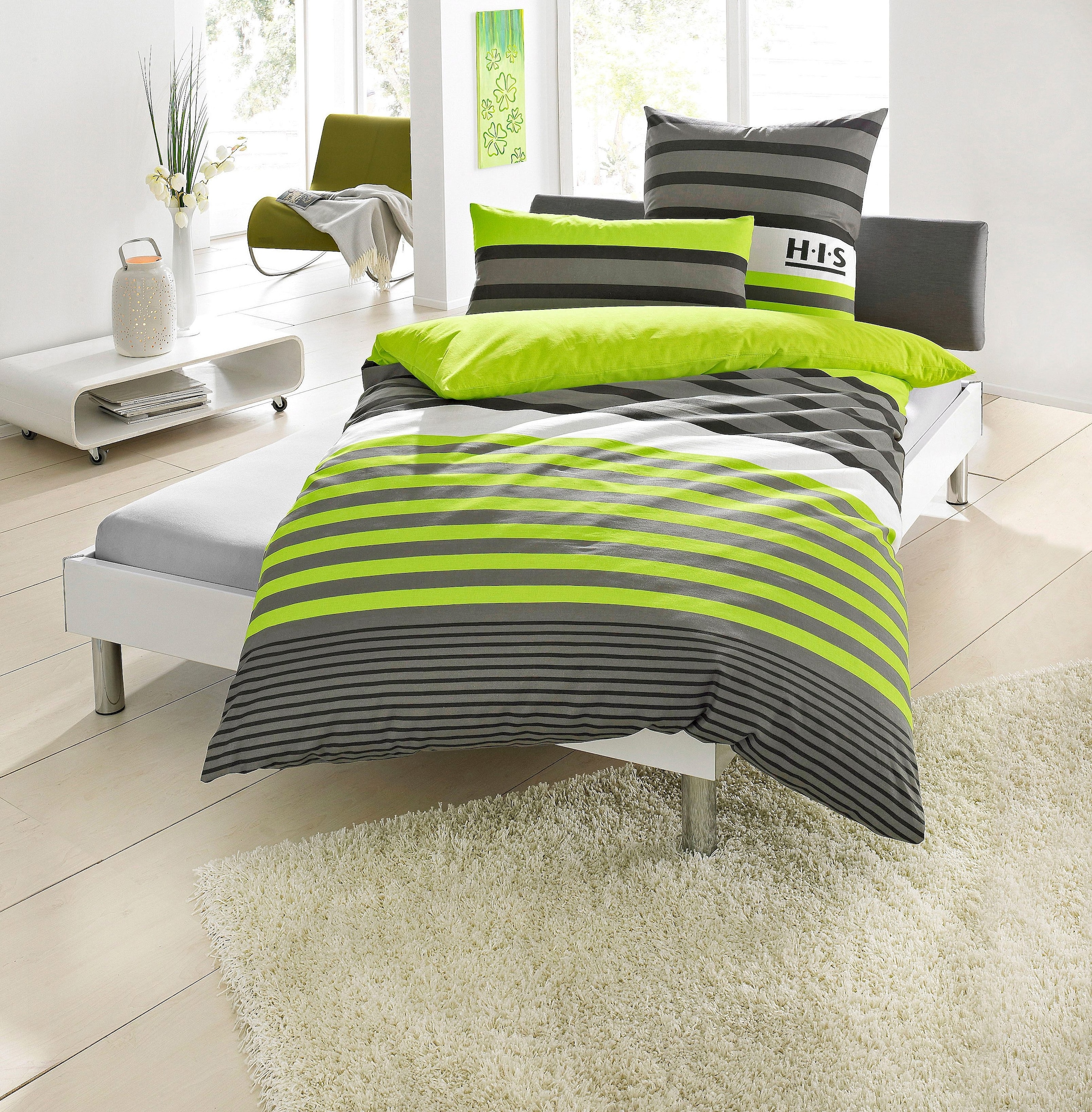 OTTO home Bettwäsche "Majoran in 135x200, 155x220 cm u.a. Bettwäsche-Set mit Streifen" 2 gestreifte Bettwäsche in 4 Qualitäten, Marke H.I.S by OTTO home
