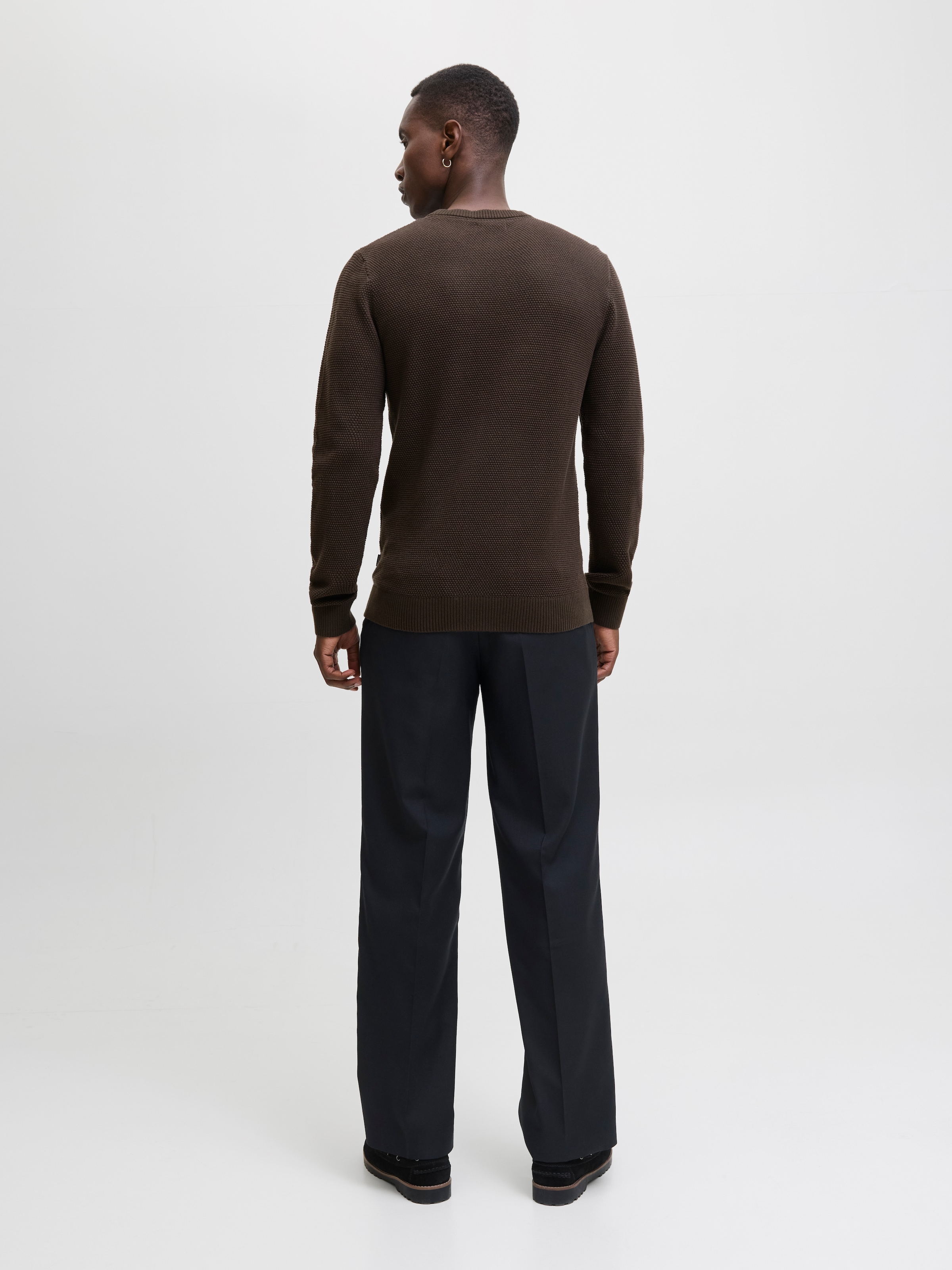 Jack & Jones Rundhalspullover »JJEGLOBE KNIT CREW NECK NOOS«, in Strick Optik