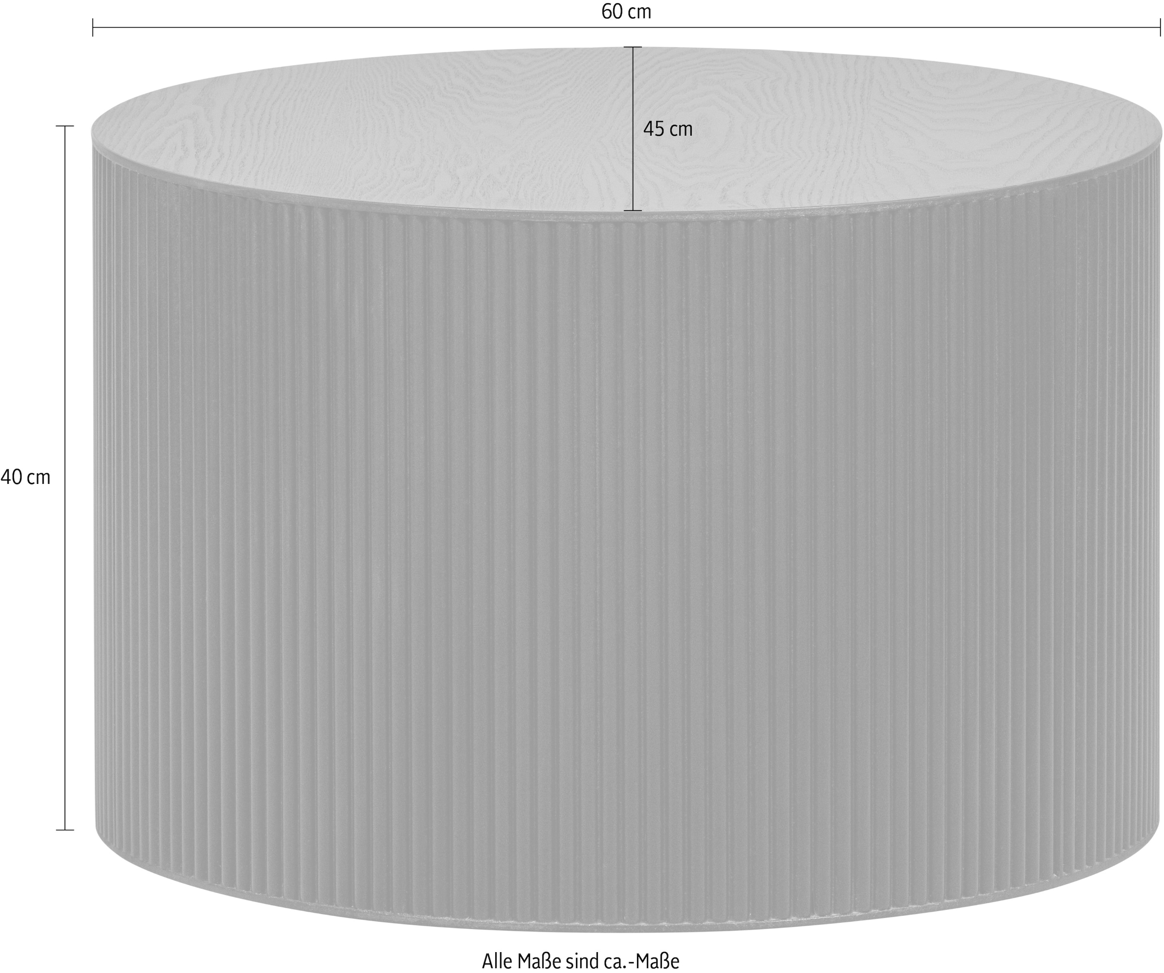 WOOOD Beistelltisch »Sanne aus lackiertem MDF, rund und hohl Ø60x40 cm« Tragkraft 20 kg, Wandstärke 1 cm, Unterseite geschlossen