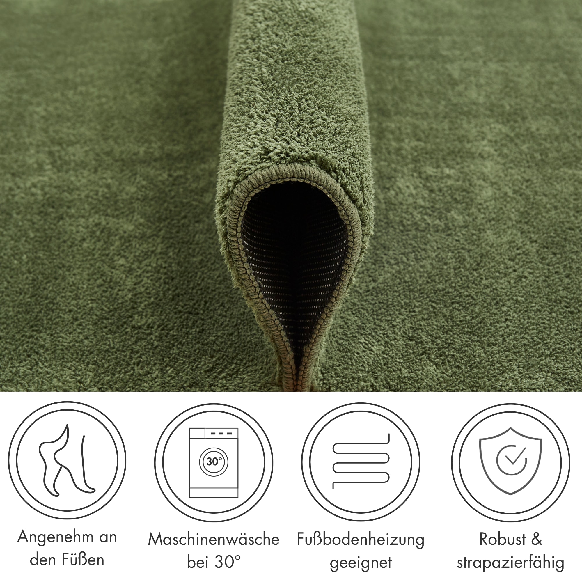 Andiamo Teppich »Arezzo« rund 16 mm Höhe Uni Farben, weicher Flor, waschbar, ideal im Wohnzimmer & Schlafzimmer