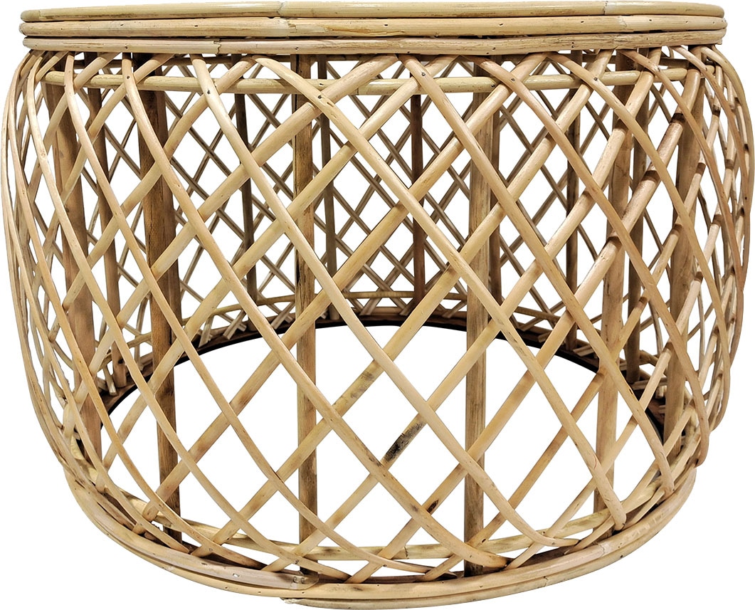 Kayoom Beistelltisch »Rattan Tisch Massa 125, Beistelltisch mit Hingucker-Qualität«, (1 St.), Bohostyle, Handgemacht, Naturmaterial, zeitlose Erscheinung
