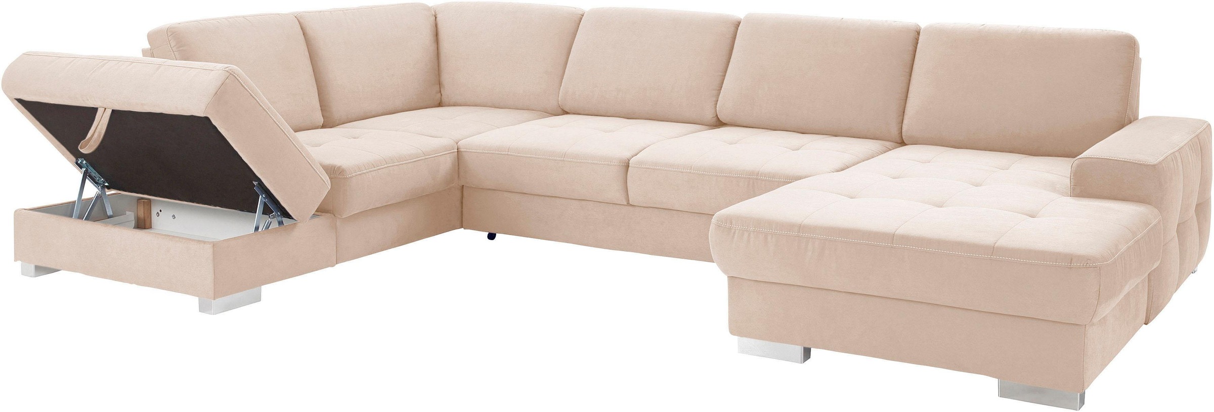 sit&more Wohnlandschaft »Santorini U-Form«, mit Federkern und Sitztiefenverstellung, wahlweise mit Bettfunktion