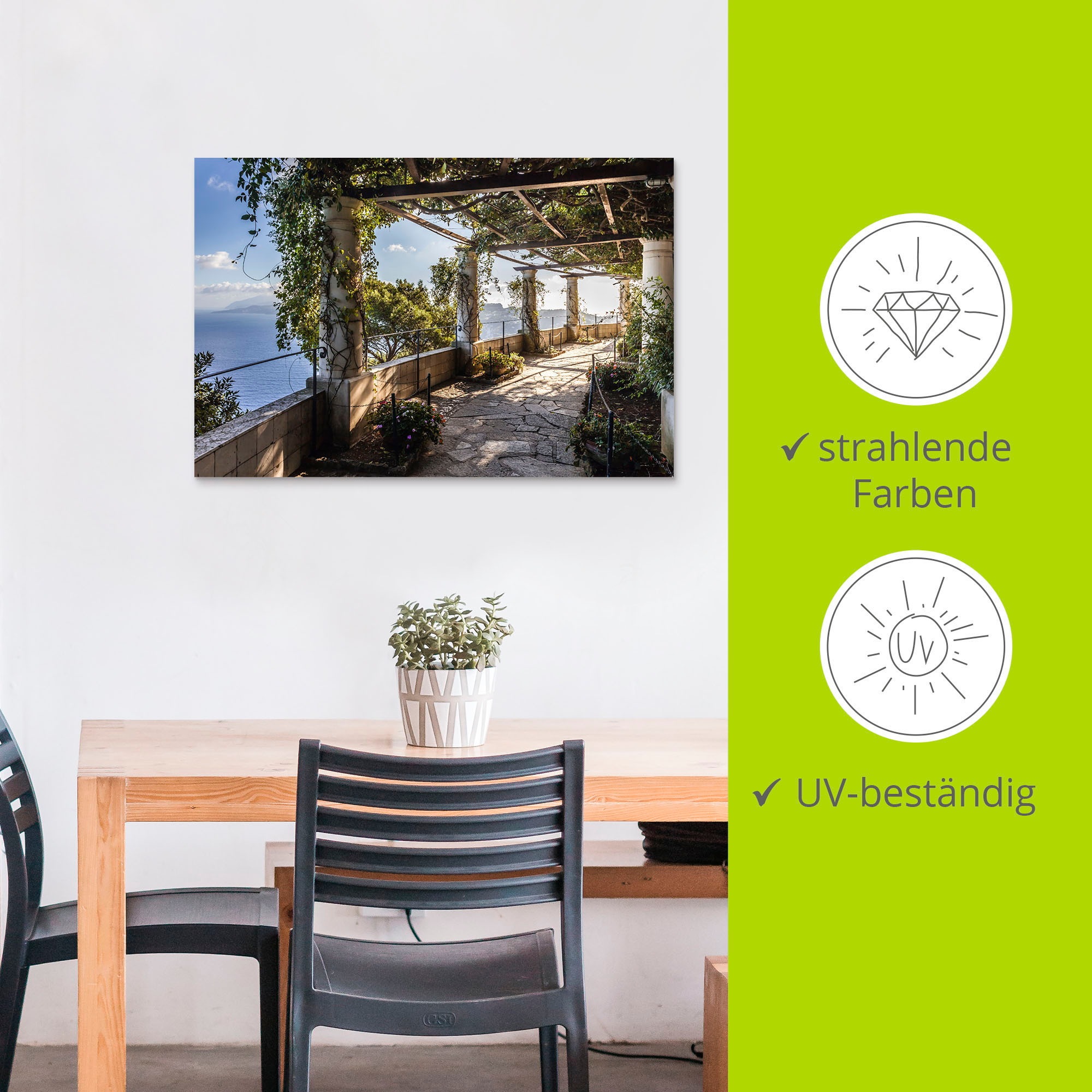 Artland Wandbild »Garten der Villa San Michele auf Capri«, Gebäude, (1 St.), als Alubild, Outdoorbild, Leinwandbild, Poster, Wandaufkleber