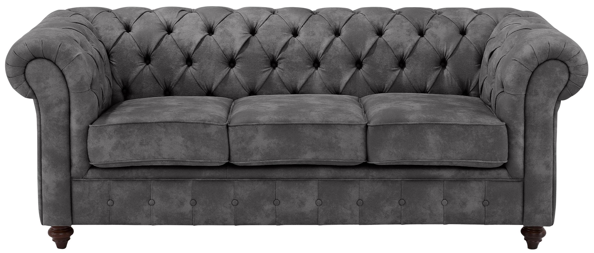 Home affaire Chesterfield-Sofa »Chesterfield 3-Sitzer B/T/H: 198/89/74 cm«, mit hochwertiger Knopfheftung, auch in Leder