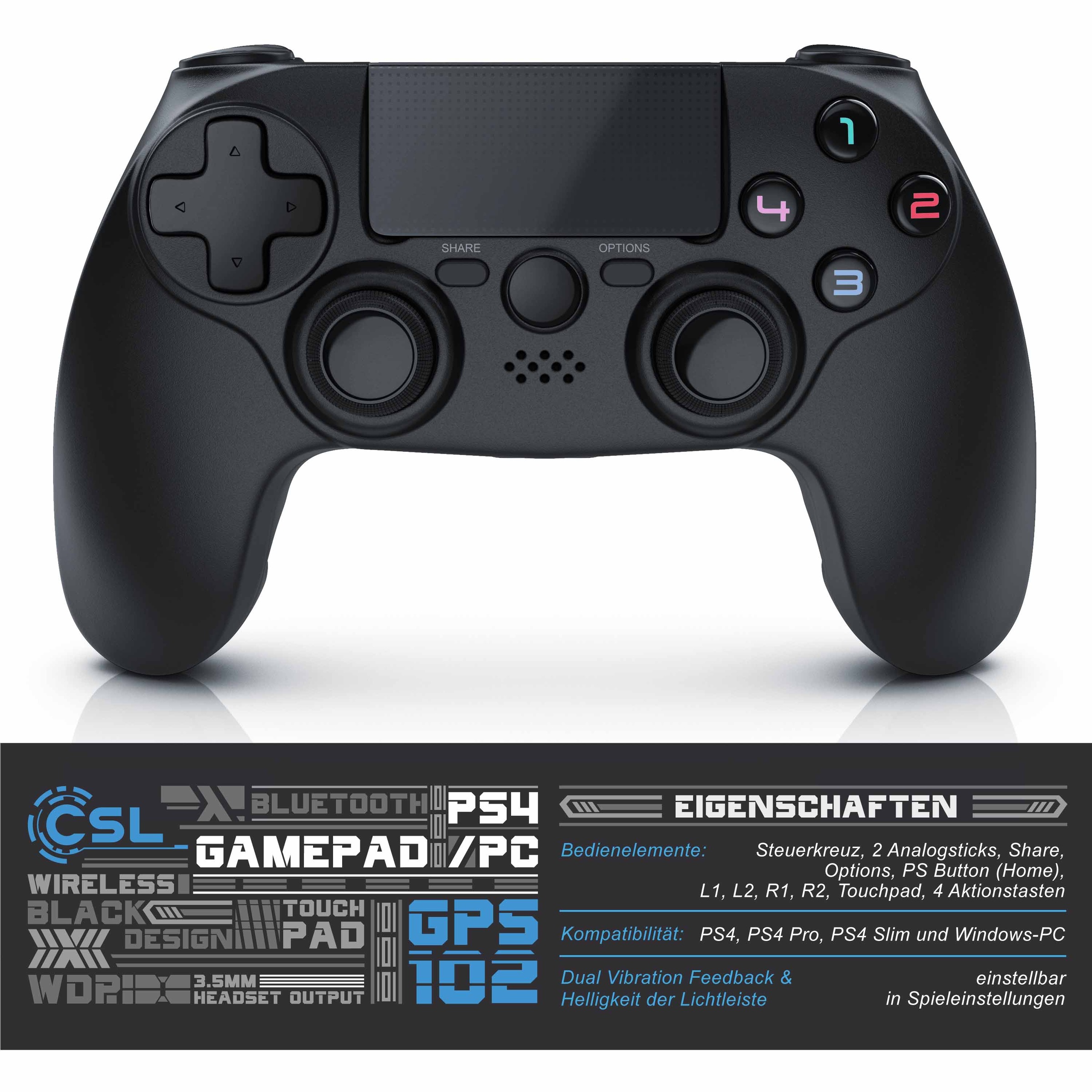 Csl Wireless Gamepad Controller Fur Ps4 Touchpad 3 5 Mm Aux Dual Vibration Auf Raten Bestellen Universal At