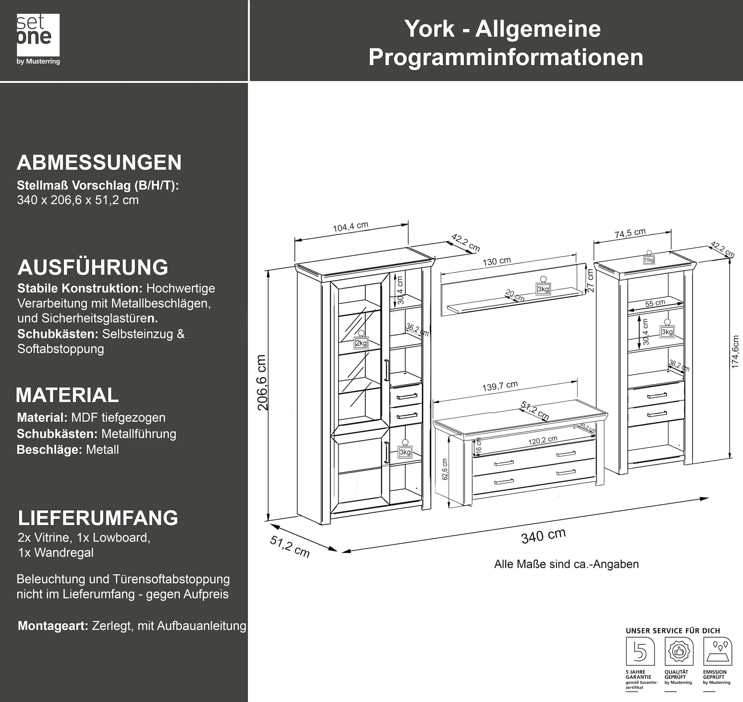 set one by Musterring Wohnwand »York« 4 Stk. tlg.