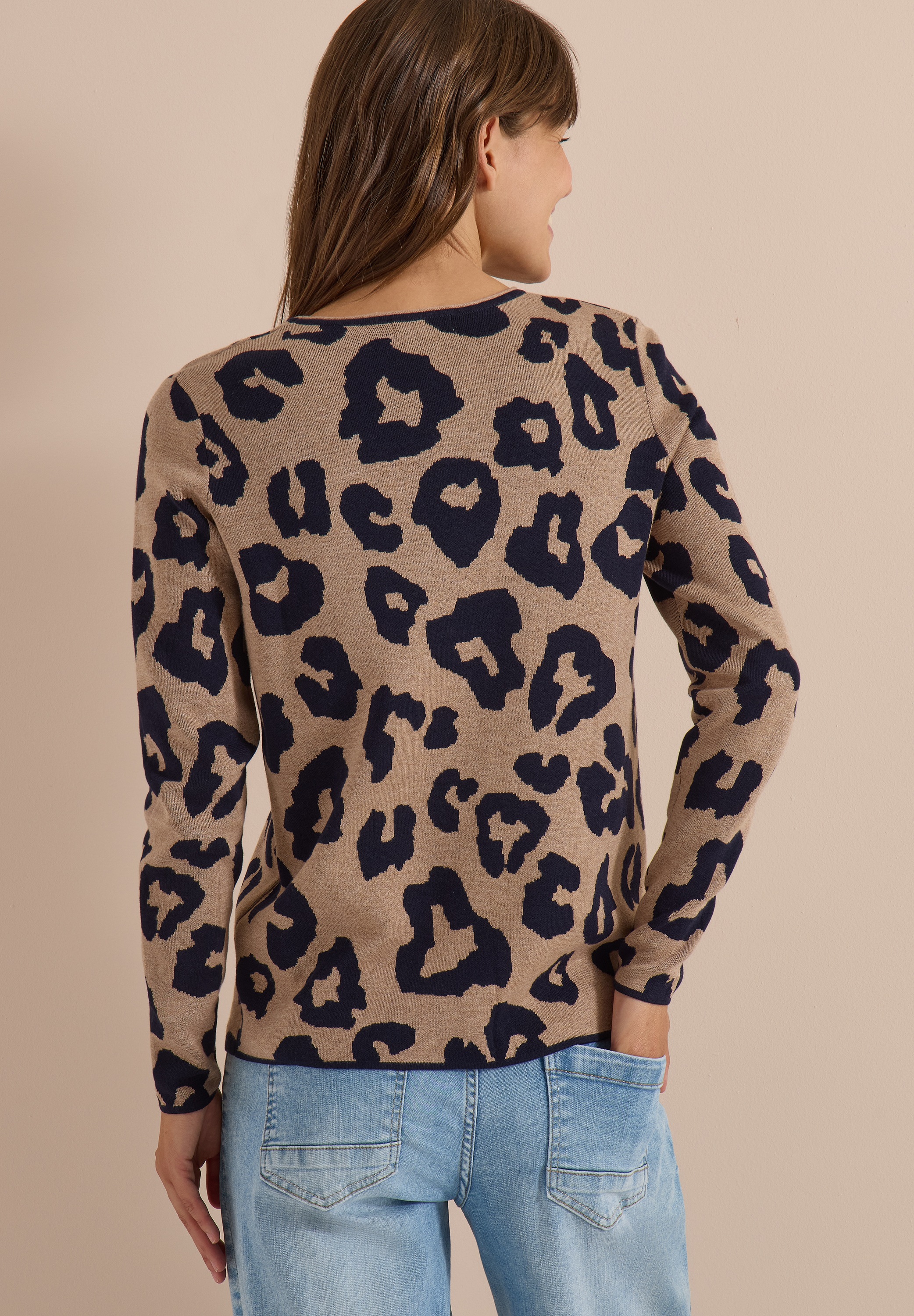 Cecil Strickpullover Animal-Print, Rundhals, mit Viskoseanteil