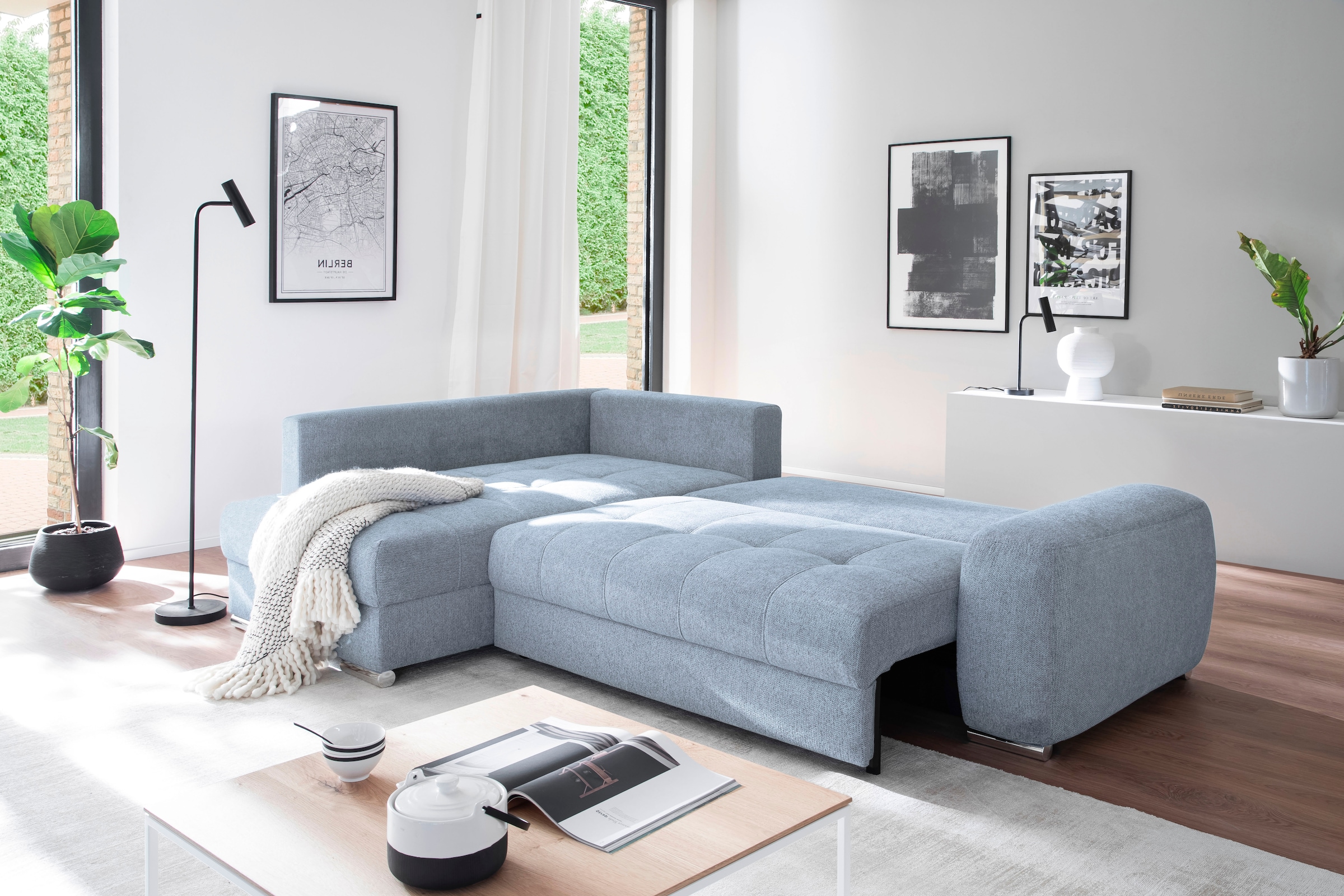 Mr. Couch Ecksofa »Mykonos, L-Form, Dauerschläfer« Mit Boxpring-Taschenfederkern