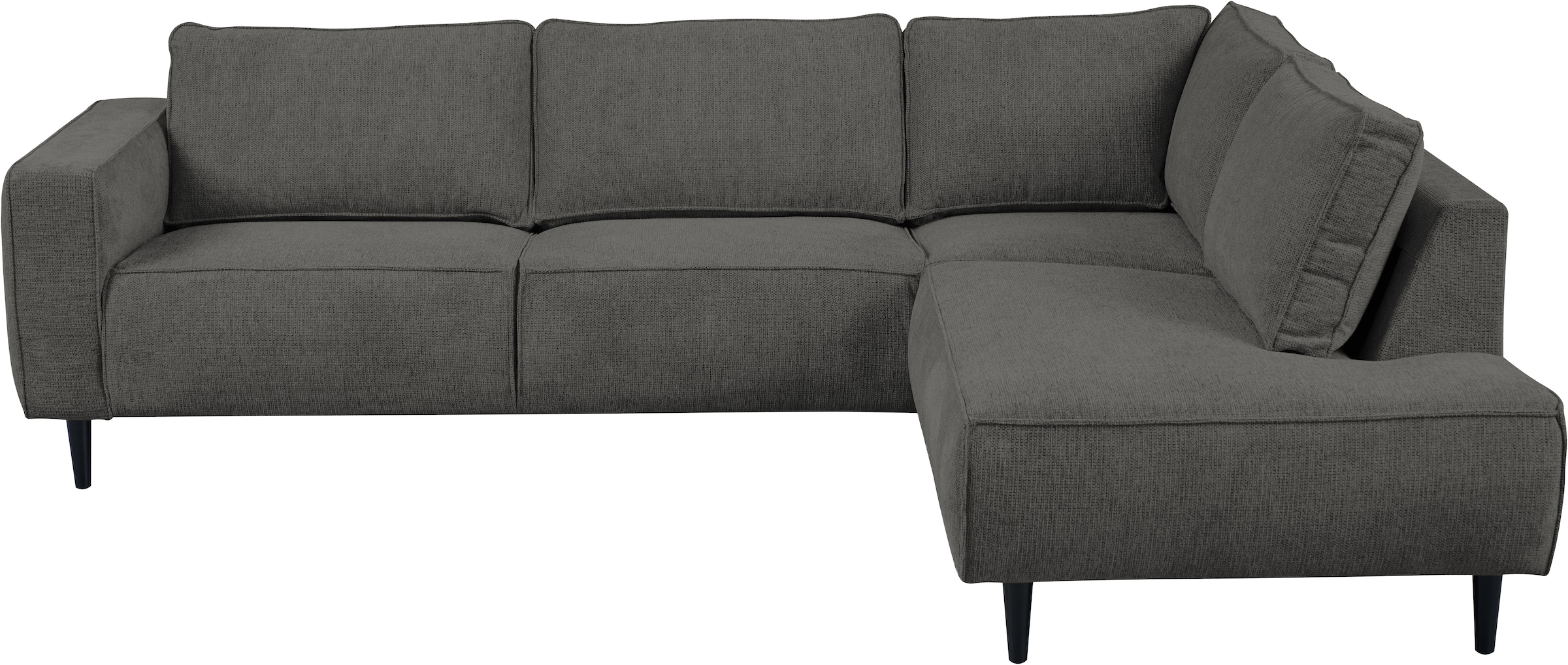 Home affaire Ecksofa »Fumone, Lederoptik oder Soft-Touch Chenille« Breite 260, mit schwarzen Massivholzfüßen