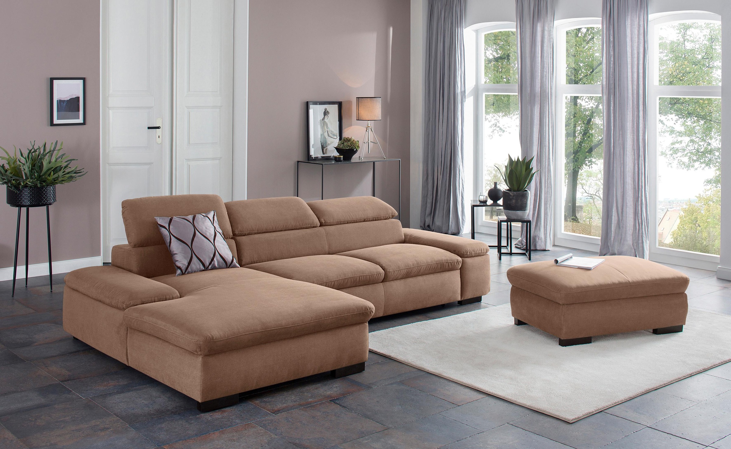 Home affaire Ecksofa »Alberto L-Form«, mit Kopfteilverstellung, wahlweise mit Bettfunktion