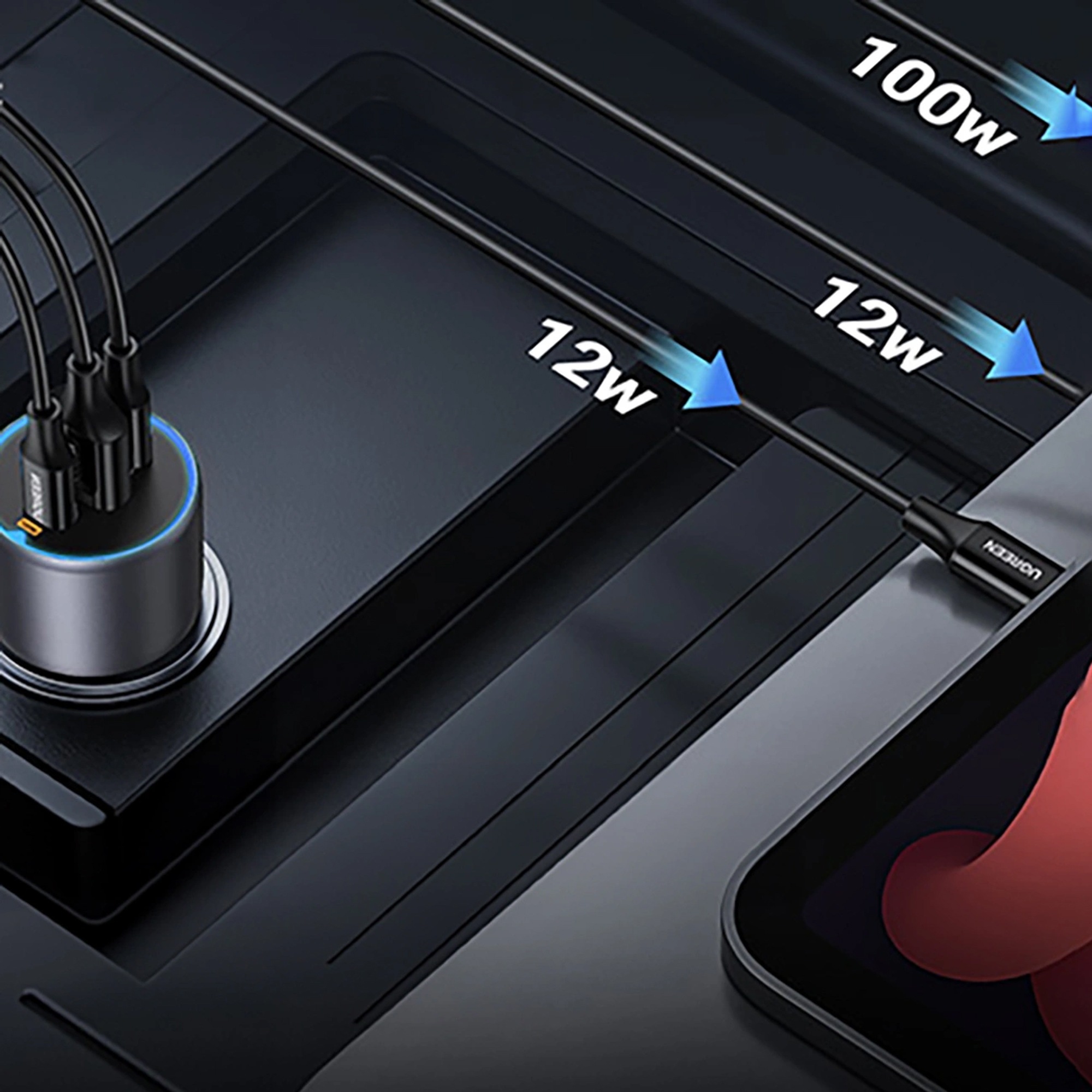 UGREEN USB-Ladegerät »130W 3-Port Fast Car Charger EC705«, 2x USB-A und 1x USB-C fürs Auto