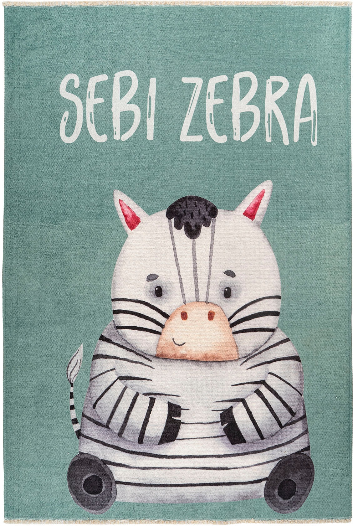 Obsession Kinderteppich »My Greta 614«, rechteckig, 6 mm Höhe, Kurzflor, Motiv Zebra, mit Fransen, Kinderzimmer