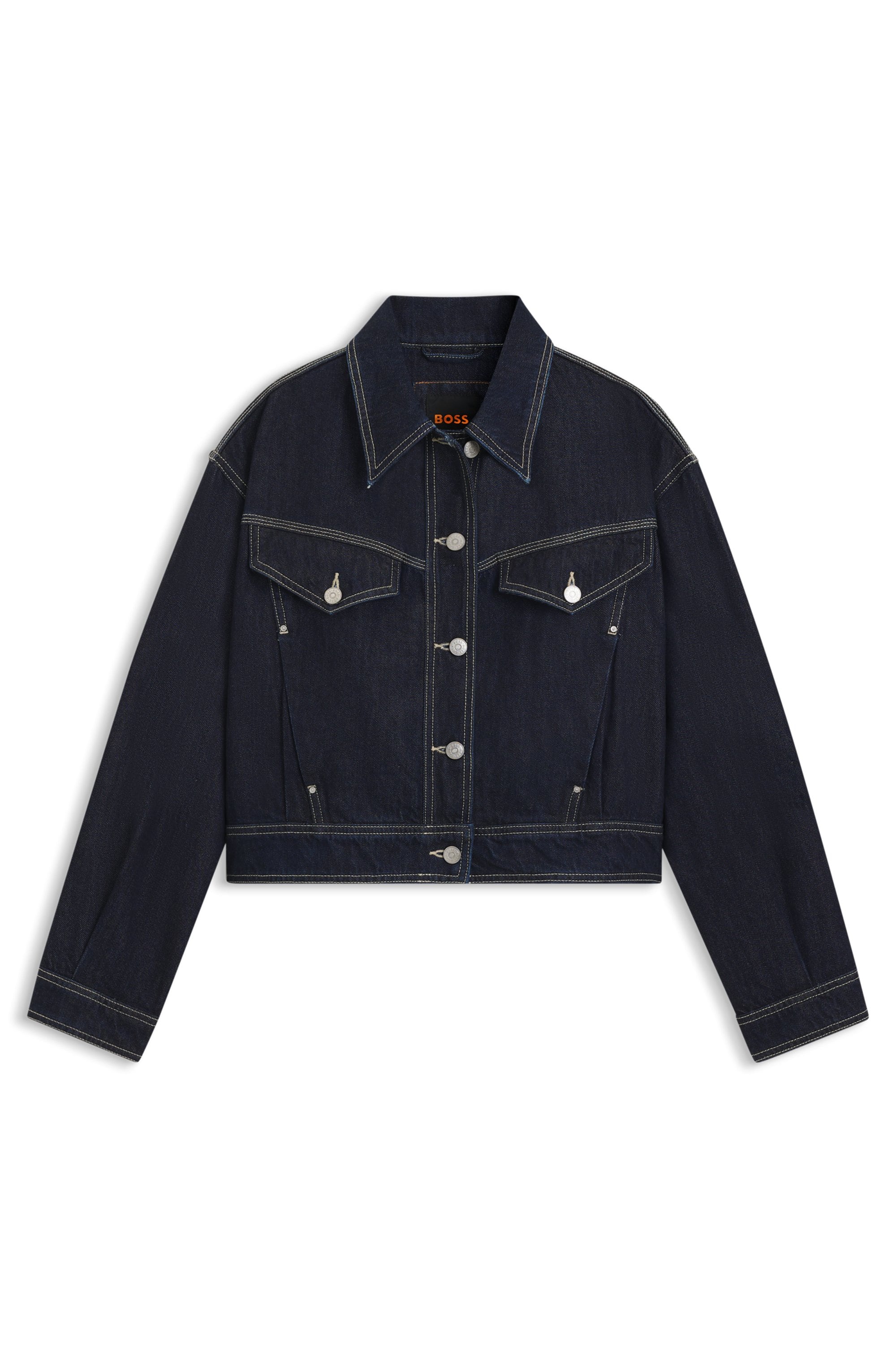 BOSS ORANGE Jeansjacke »BOMBER TRUCKER 1.0 Premium Damenmode« in Cropped-Länge
