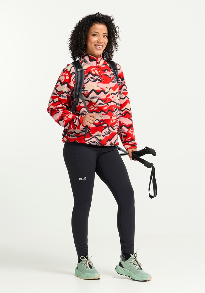 Jack Wolfskin Strickfleece-Pullover »PAW ERA 100 PRINT HZ W« aus Strickfleece, mit halbem Reißverschluss, mit Rundhalsausschnitt