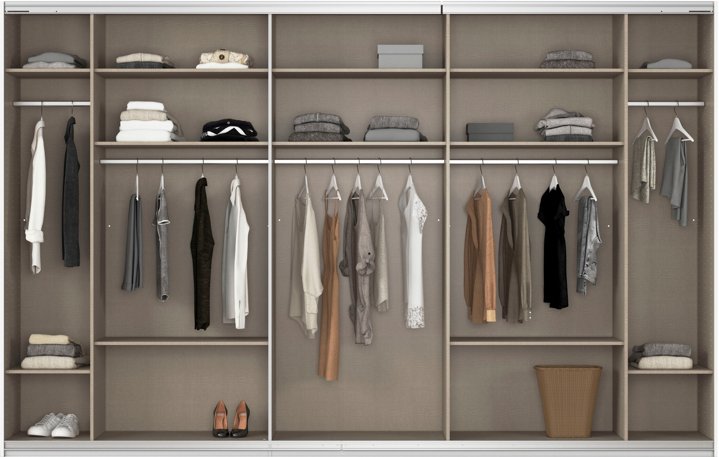 rauch Schwebetürenschrank »Kleiderschrank Kleiderschränke Schrank Garderobe AGORDO mit Glasfront«, durchdachte Innenausstattung, in 4 Breiten und 2 Höhen MADE IN GERMANY