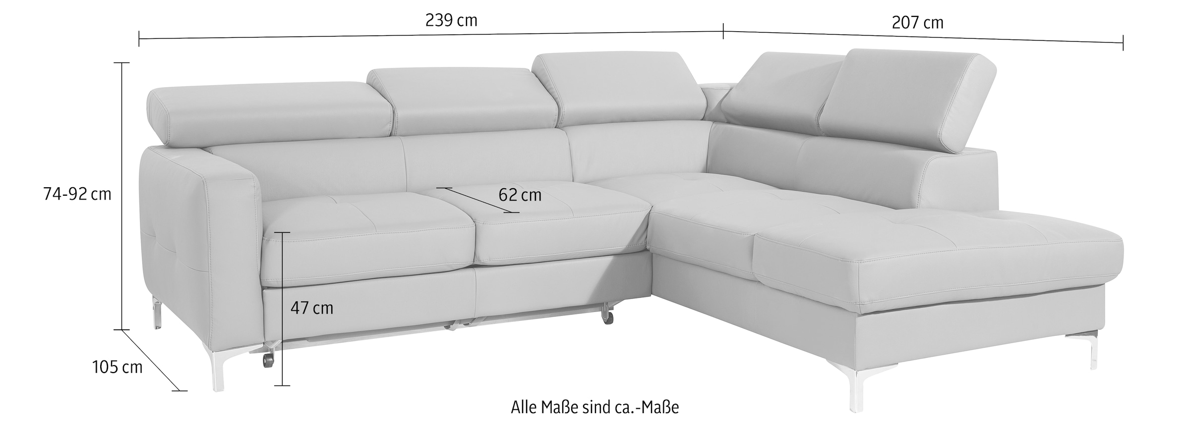 COTTA Ecksofa »Sammy L-Form«, mit Kopfteilverstellung, wahlweise mit Bettfunktion & Bettkasten
