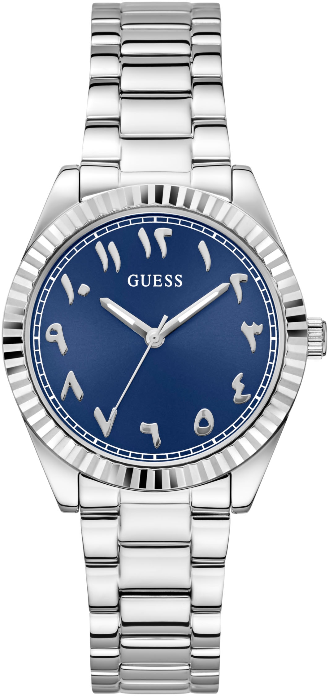 Guess Quarzuhr »LUNA« Armbanduhr, Damenuhr, Edelstahlarmband, analog