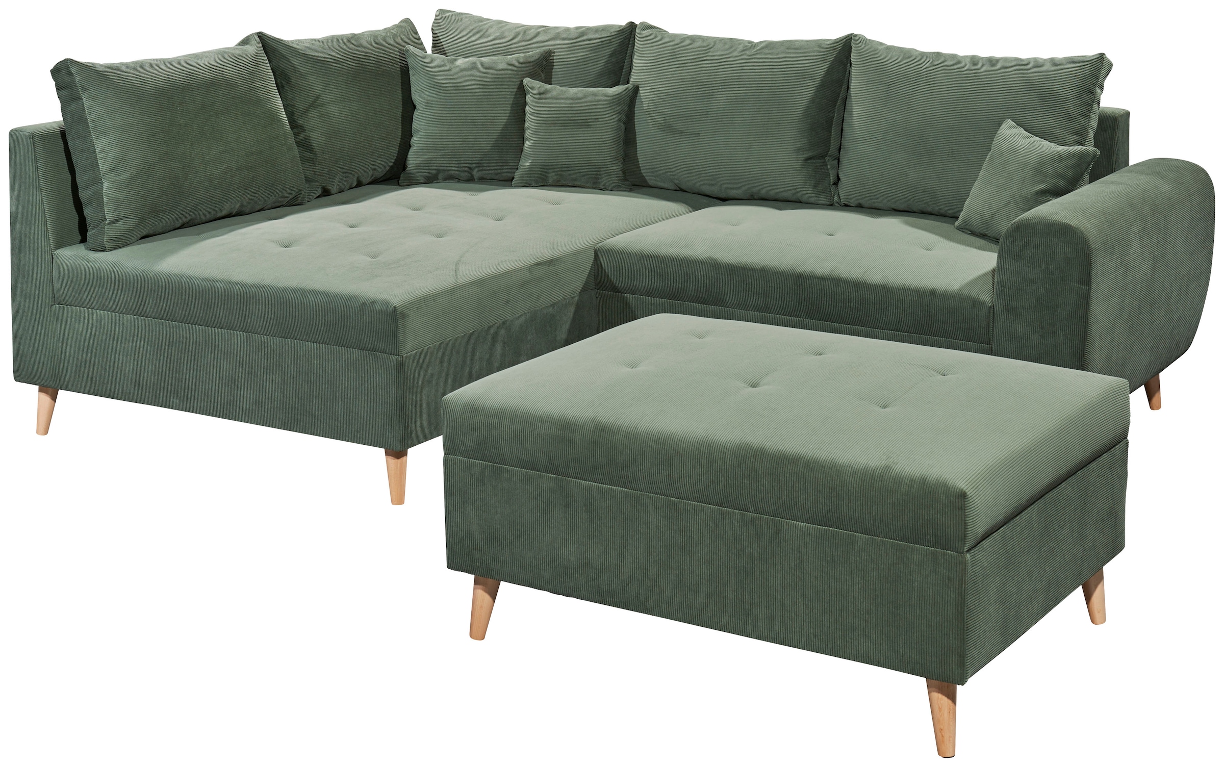 ED EXCITING DESIGN Ecksofa »Calanda L-Form«, mit Hocker & 3 Zierkissen