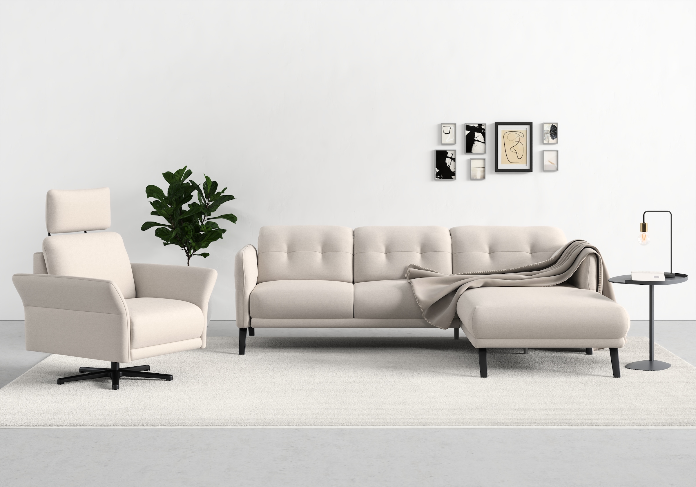 Ecksofa »Scandia L-Form«, Wahlweise mit Kopfteilverstellung und Armteilfunktion