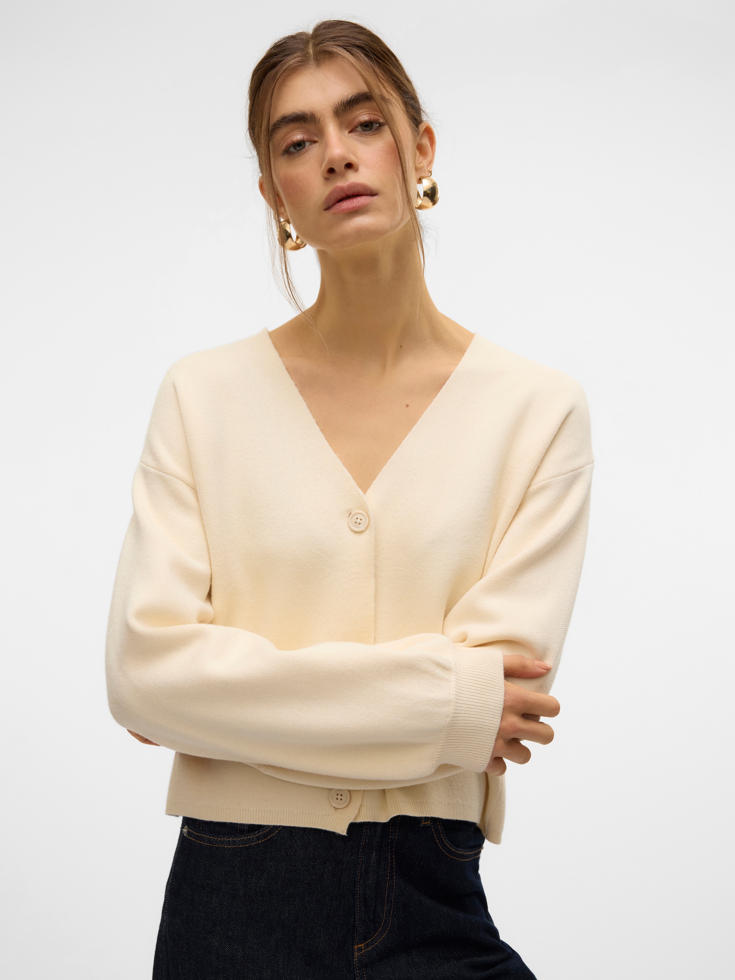 Vero Moda Strickjacke »VMGOLD LS V-NECK BUTTON CARDIGAN GA«