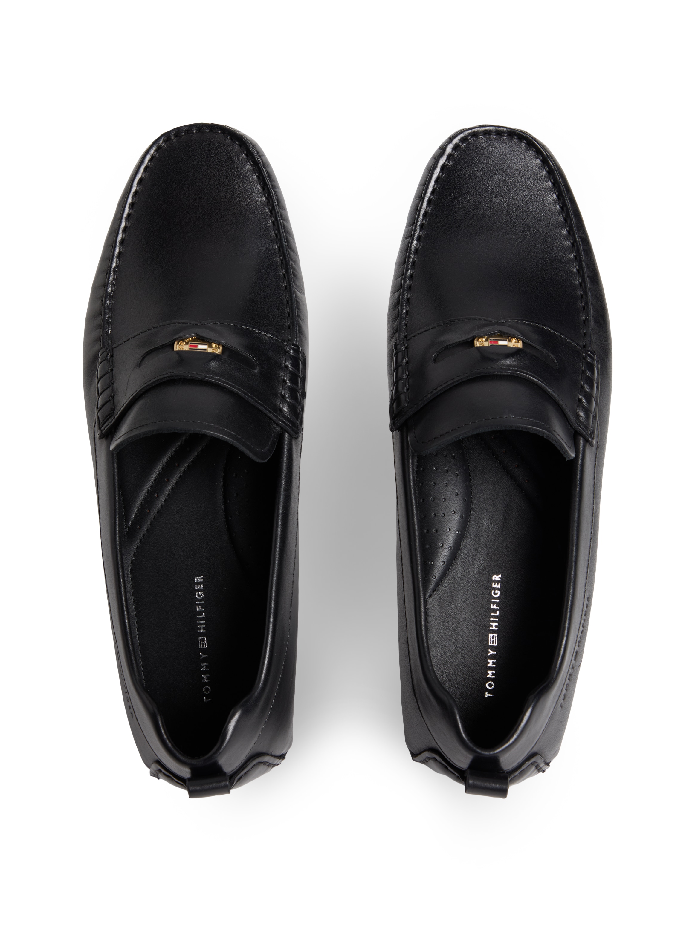 Tommy Hilfiger Slipper »HILFIGER COIN LTH DRIVER«  Flats, Schlupfschuh, Loafer mit Zierriegel und Penny