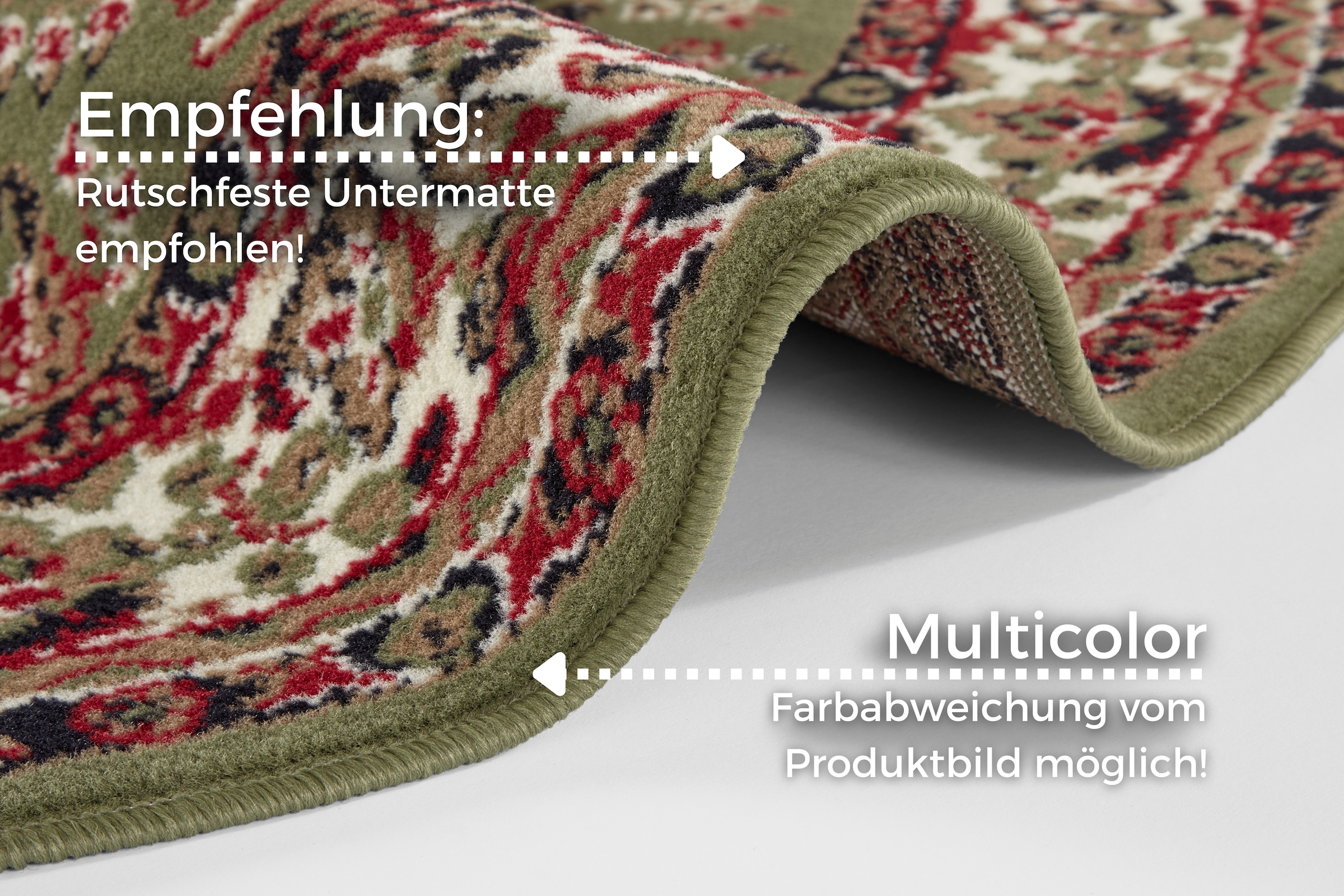 HANSE Home Teppich »Halton« rund 8 mm Höhe Kurzflor, Orient Optik, mit Bordüre, robust, pflegeleicht, gekettelt