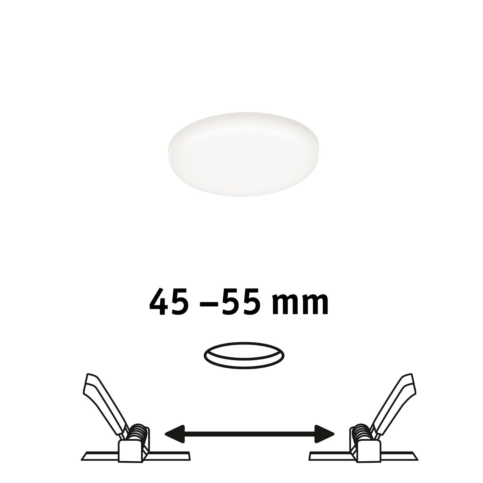 Paulmann LED Einbauleuchte »VariFit Veluna IP44 rund 75mm 4,5W 400lm 4000K Satin«, 1 flammig, Einbaupanel