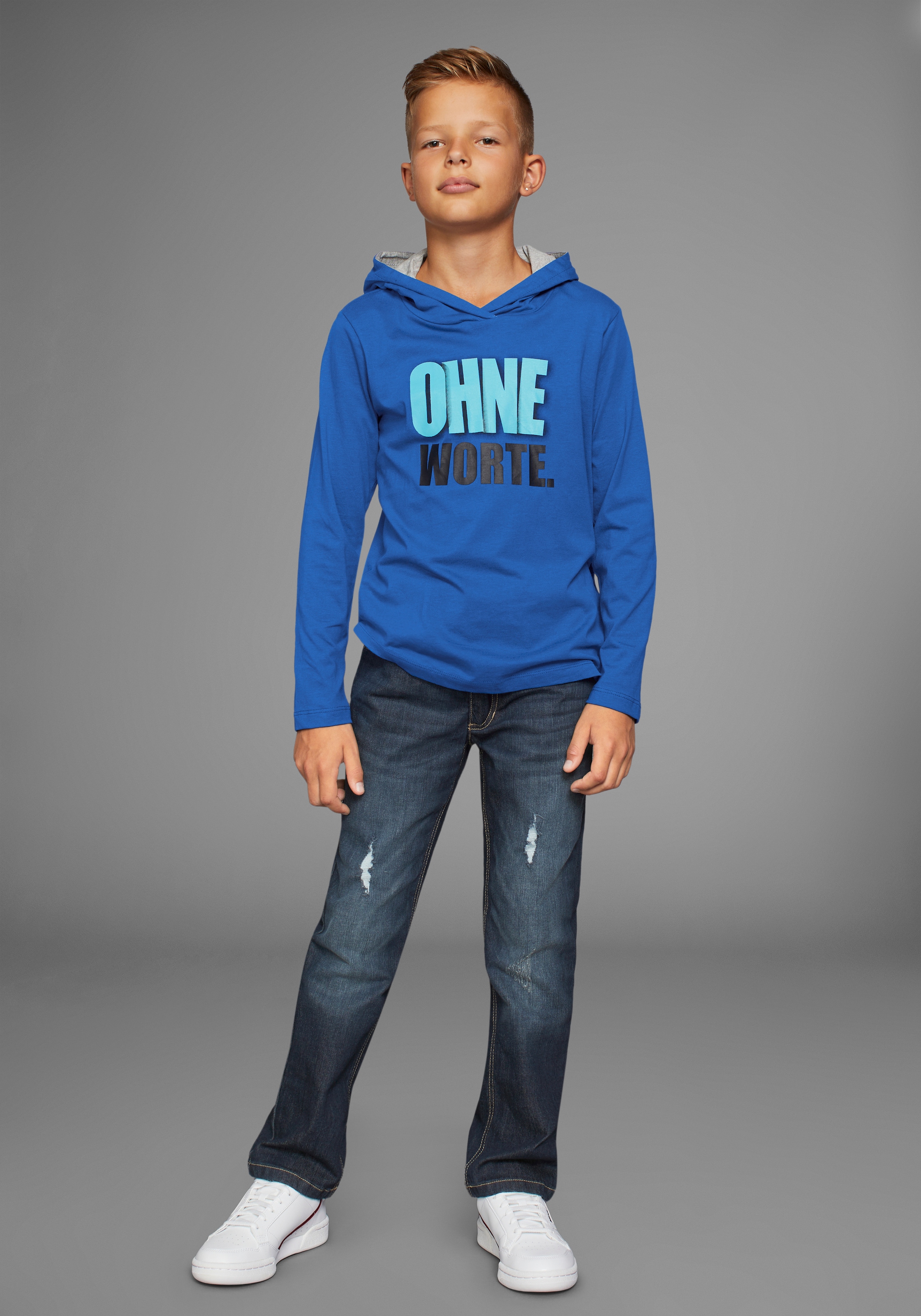 KIDSWORLD Stretch-Jeans », Straight-fit Jeans mit Distroy-Effekten« für Jungen