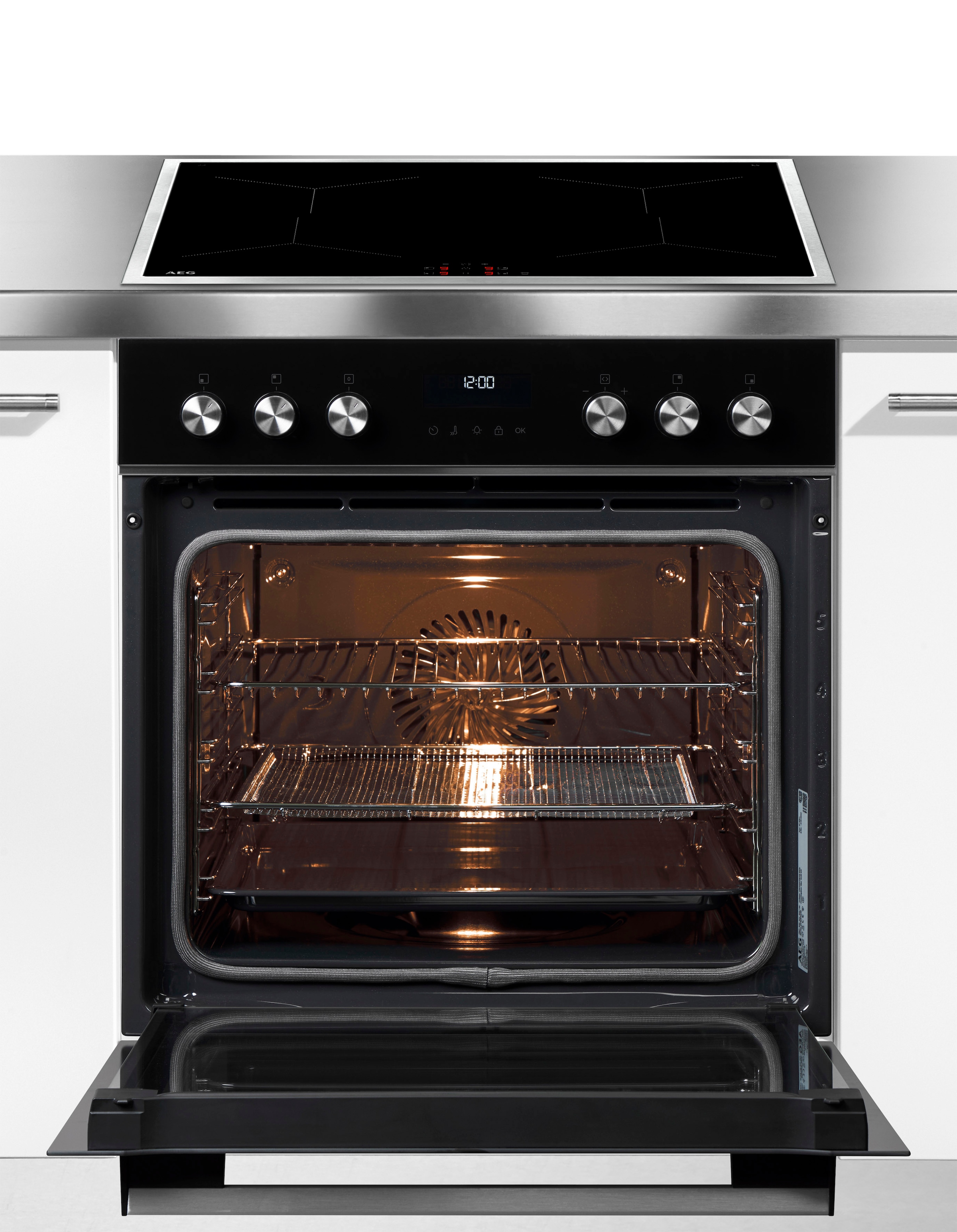 AEG Elektro-Herd-Set Serie 5000 »HH24HSPI«, Pyrolyse-Selbstreinigung, AirFry, Pyrolyse, LED-Touch, 4 flexible Kochzonen, Made in Germany