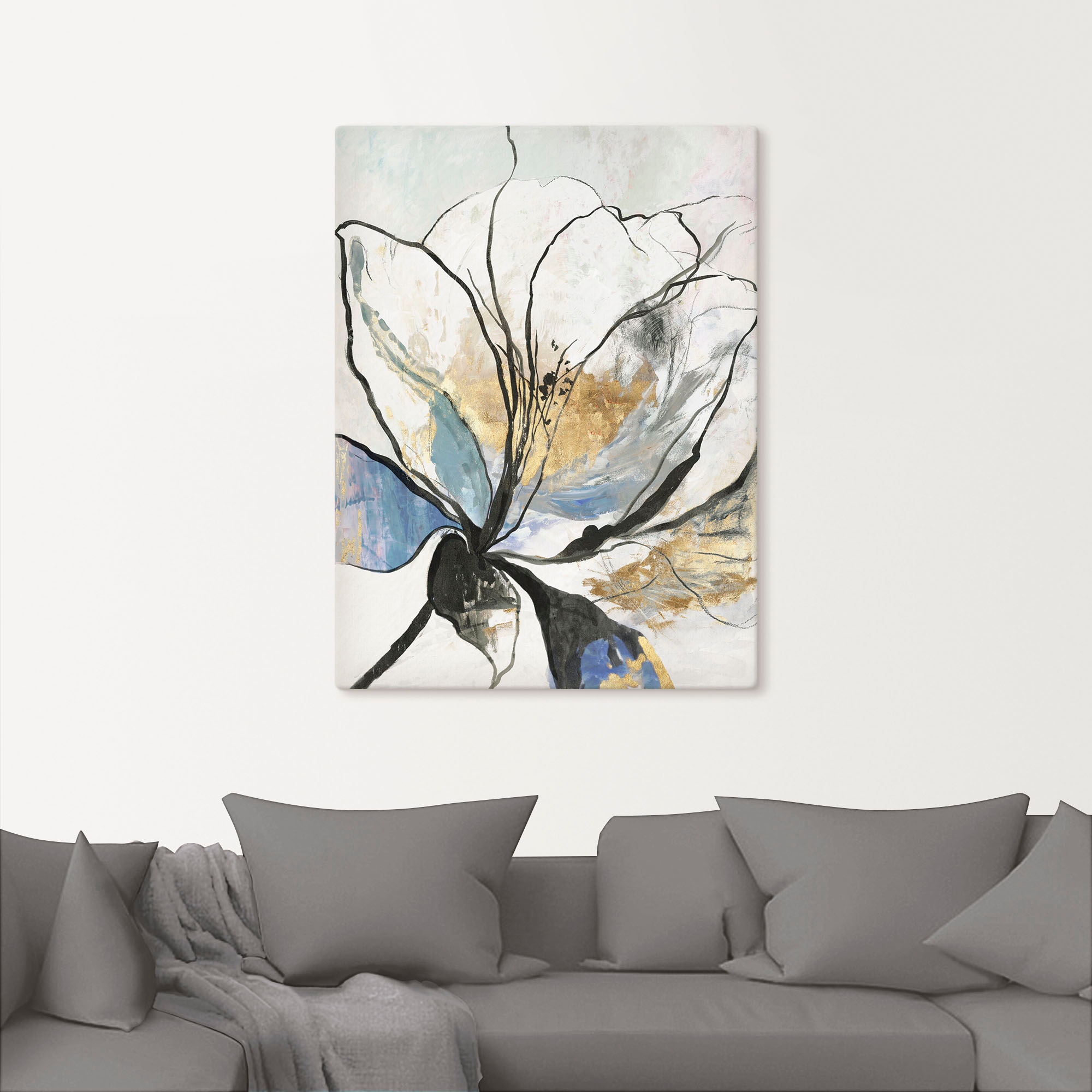 Artland Leinwandbild »Umrissenes Blumenmuster I« Blumenbilder 1 Stk. tlg. auf Holzrahmen gespannt