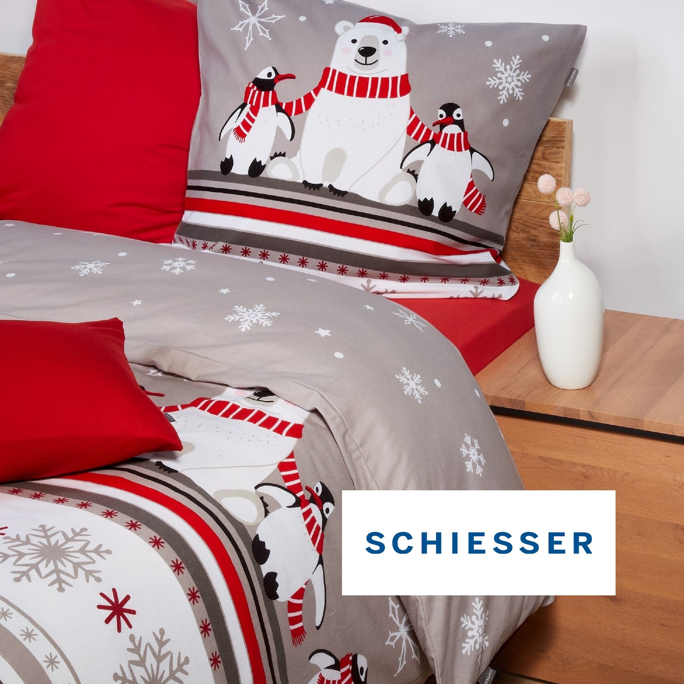 Schiesser Bettwäsche »Dida aus weicher Baumwolle mit coolem Winterprint« 2 Stk. OEKO-TEX® MADE IN GREEN-zertifiziert