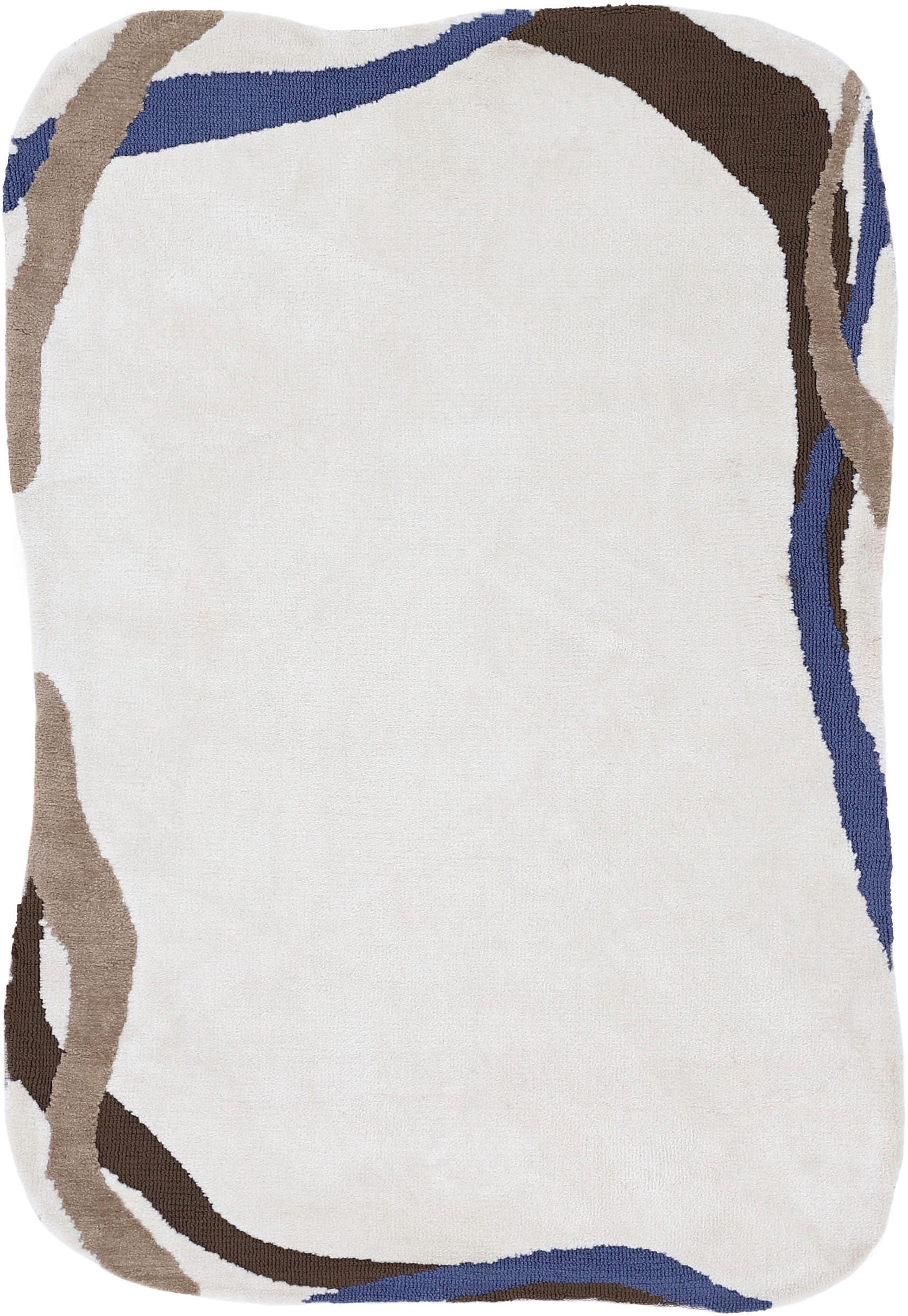 carpetfine Teppich »Holly 6«, wellenförmig, 12 mm Höhe, Uni-Farben, mit Bordüre, Wohnzimmer