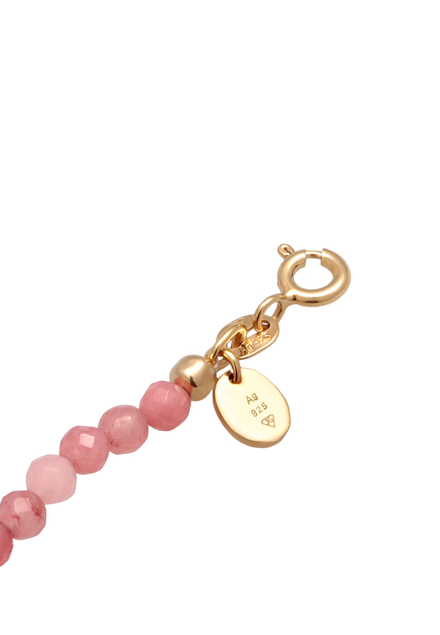 Elli Premium Lange Kette »Halskette Achat Rhodonit Glas Perlen Rose 925 Silber«