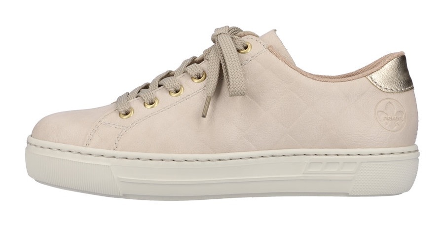 Rieker Plateausneaker, Metallic-Einsatz an der Ferse, Freizeitschuh, Halbschuh, Schnürschuh