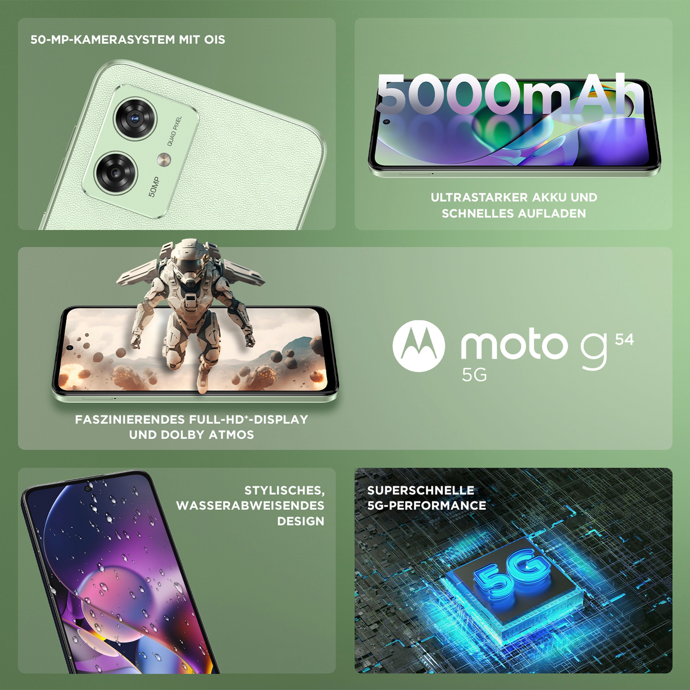 256 | GB ➥ Garantie Kamera Smartphone mint Motorola MP »MOTOROLA 50 UNIVERSAL grün, 3 XXL 16,51 Jahre Zoll, g54«, Speicherplatz, moto cm/6,5