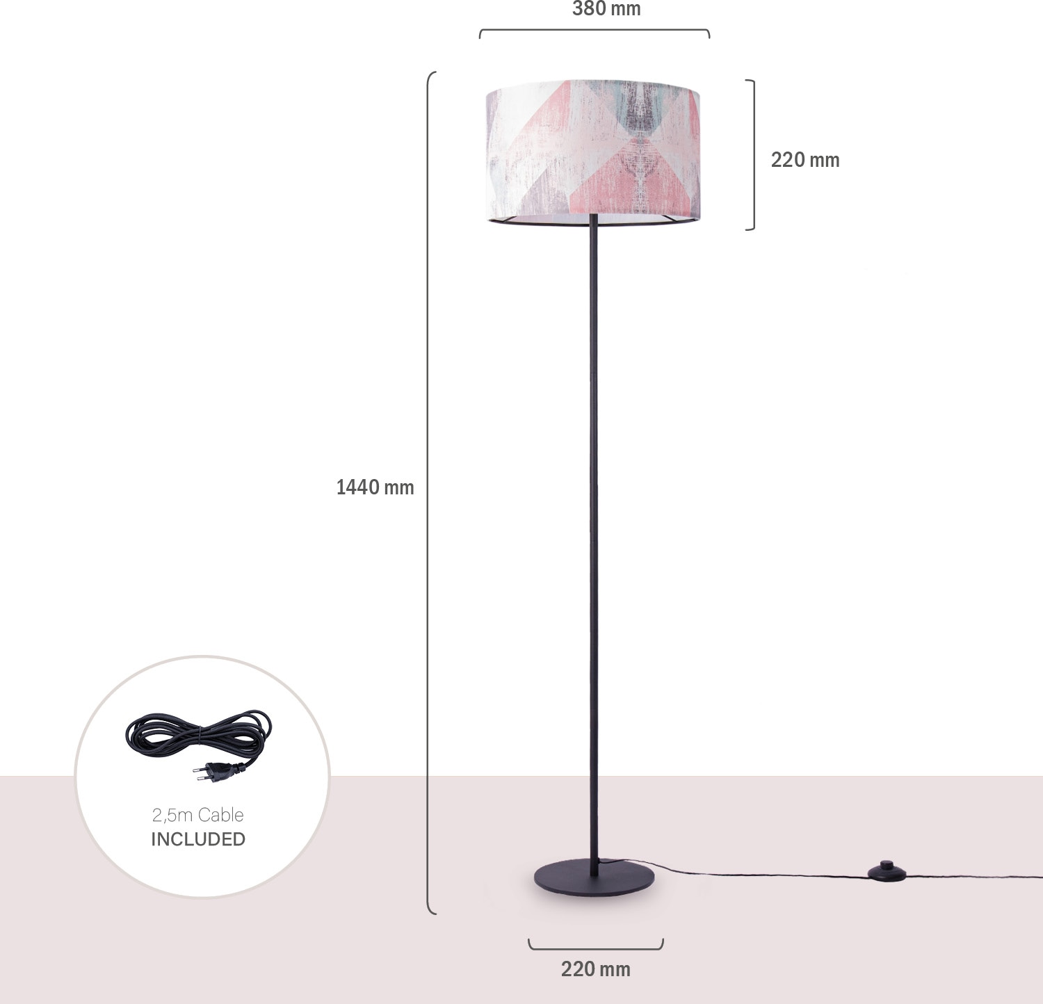 Paco Home Stehlampe »Mero 102« E27 Standleuchte Wohnzimmer Schlafzimmer E27 Hell Pastell Vintage