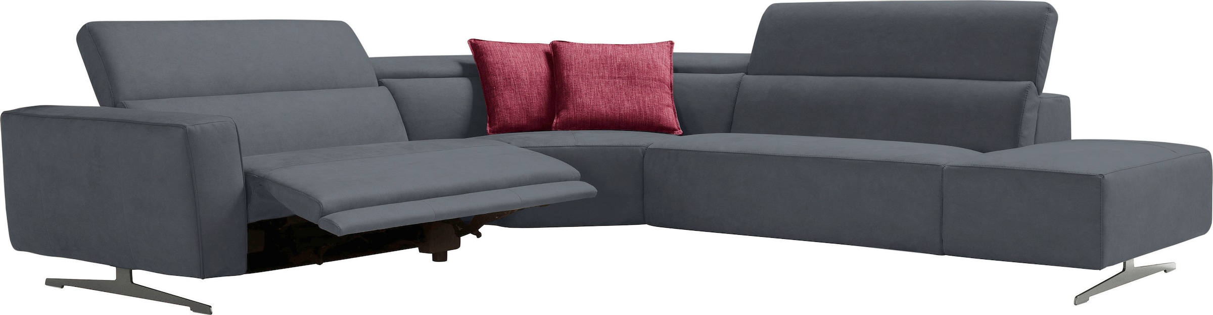 Egoitaliano Ecksofa »Stefanie-e, Designsofa der Extraklasse, bequem mit hohem Sitzkomfort«, mit Relaxfunktion und verstellbaren Kopfteilelementen