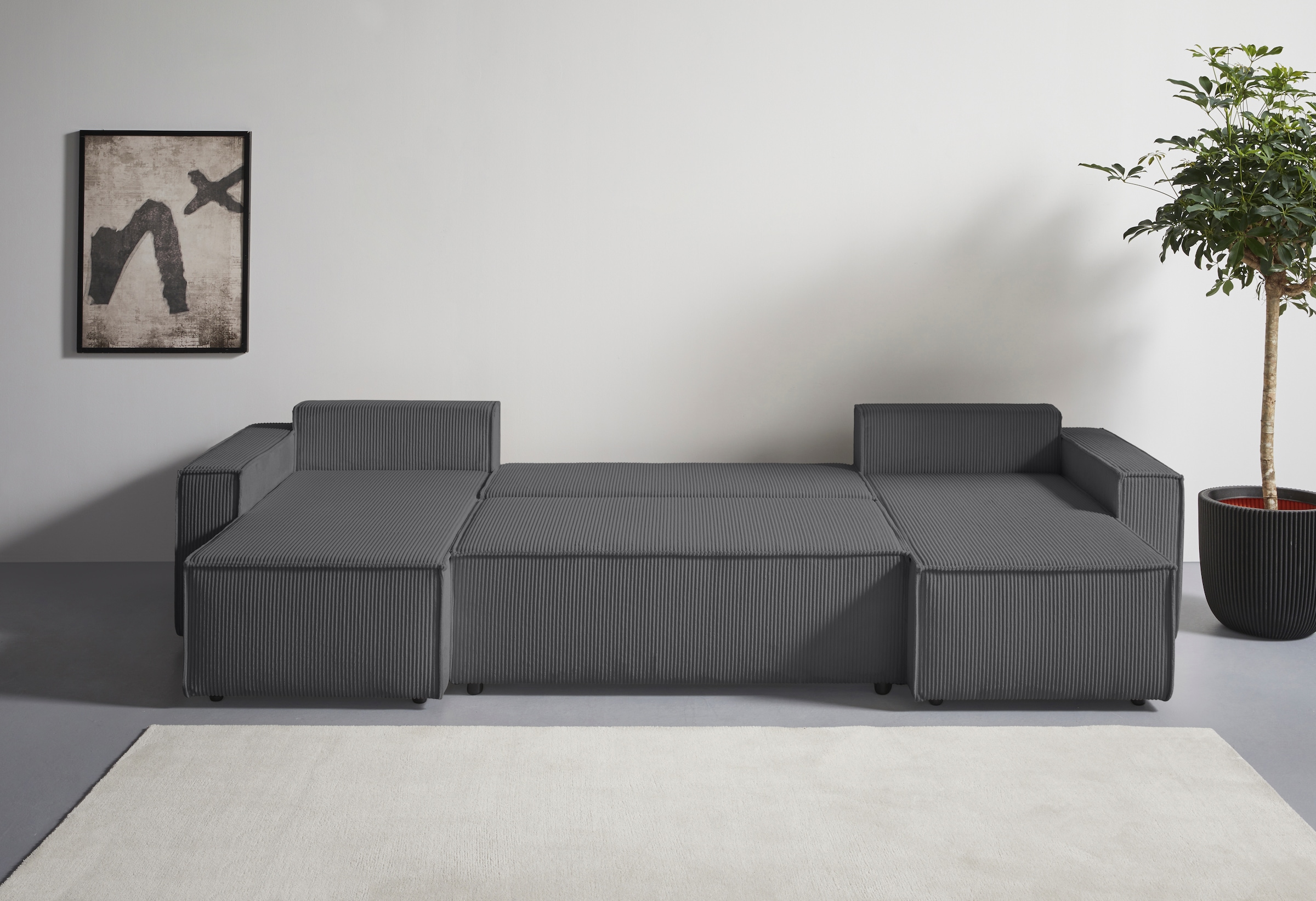 OTTO home Wohnlandschaft »CASSI L-Form, 311cm - OTTO. Verlässliche Qualität.« Schlaffunktion (133/200), Boxspring, Bettkasten, Cord, Unser Tiefpreis